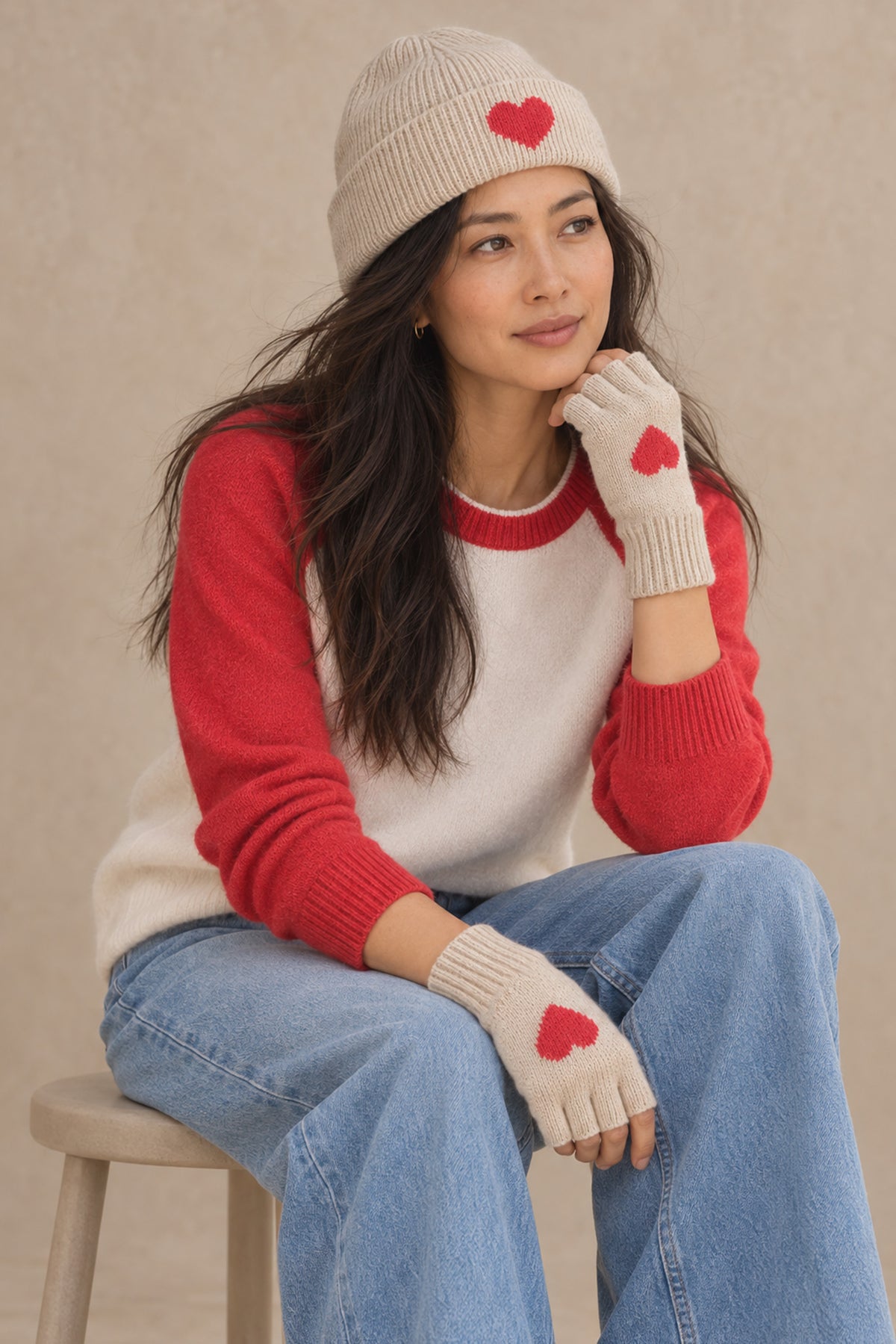Scarlett Cashmere Heart Fingerless Gloves