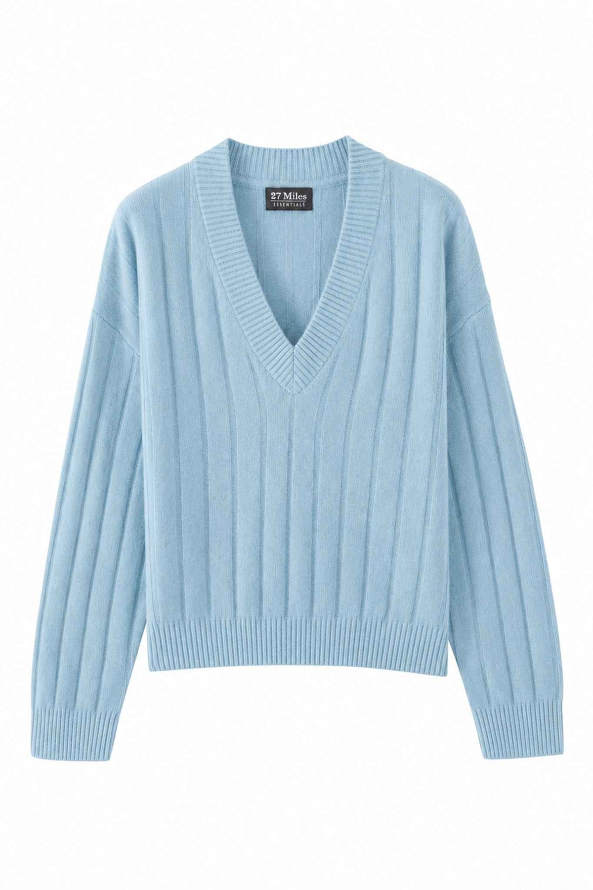 Daniella Cashmere Ribbed V-Neck Pullover