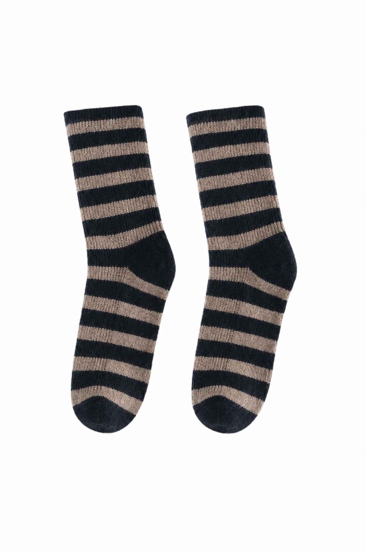 Elsa Socks Cashmere Contrast-Stripe Crew Socks