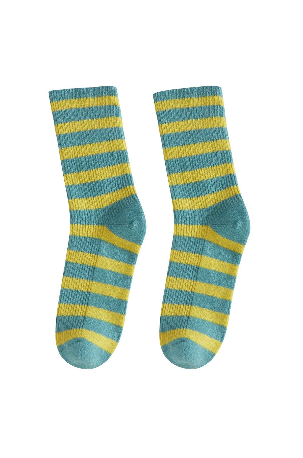 Elsa Socks Cashmere Contrast-Stripe Crew Socks