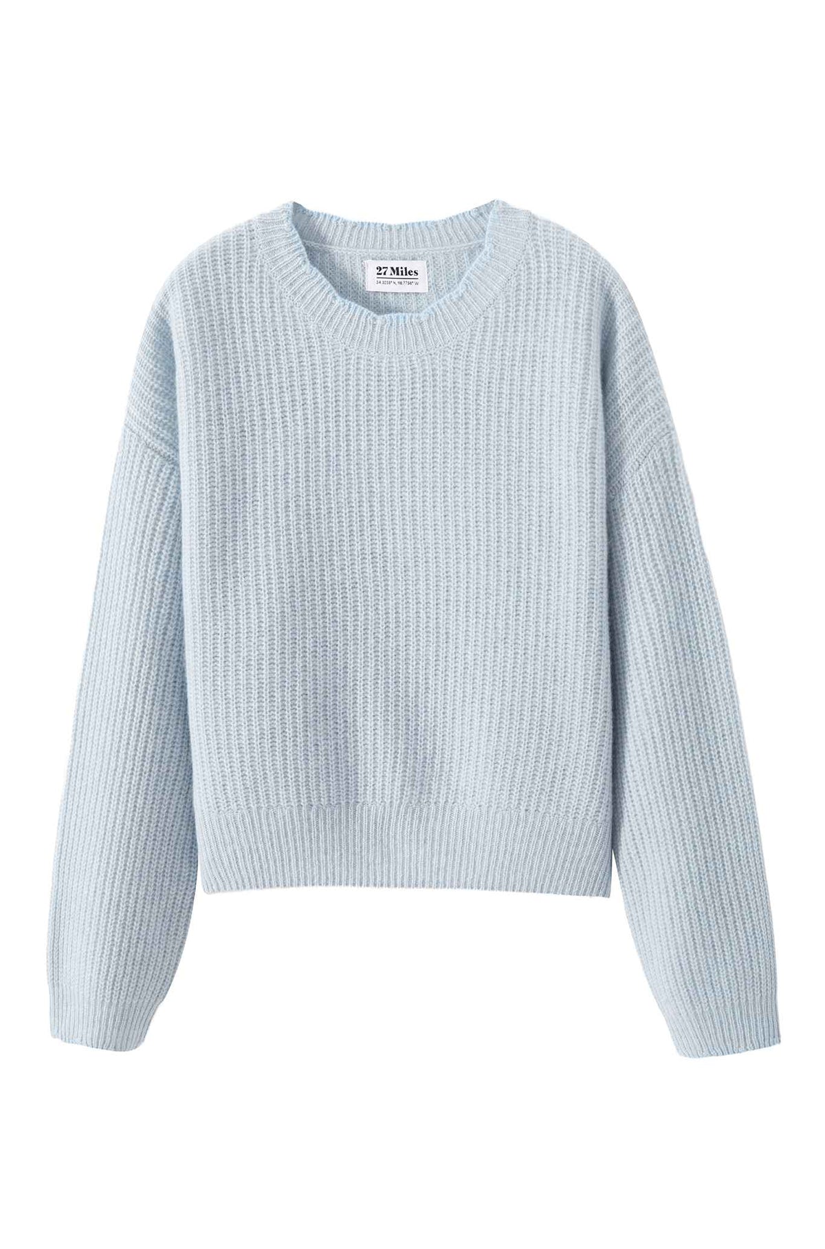 Alba Marled Cashmere Crew with Contrast Tipping