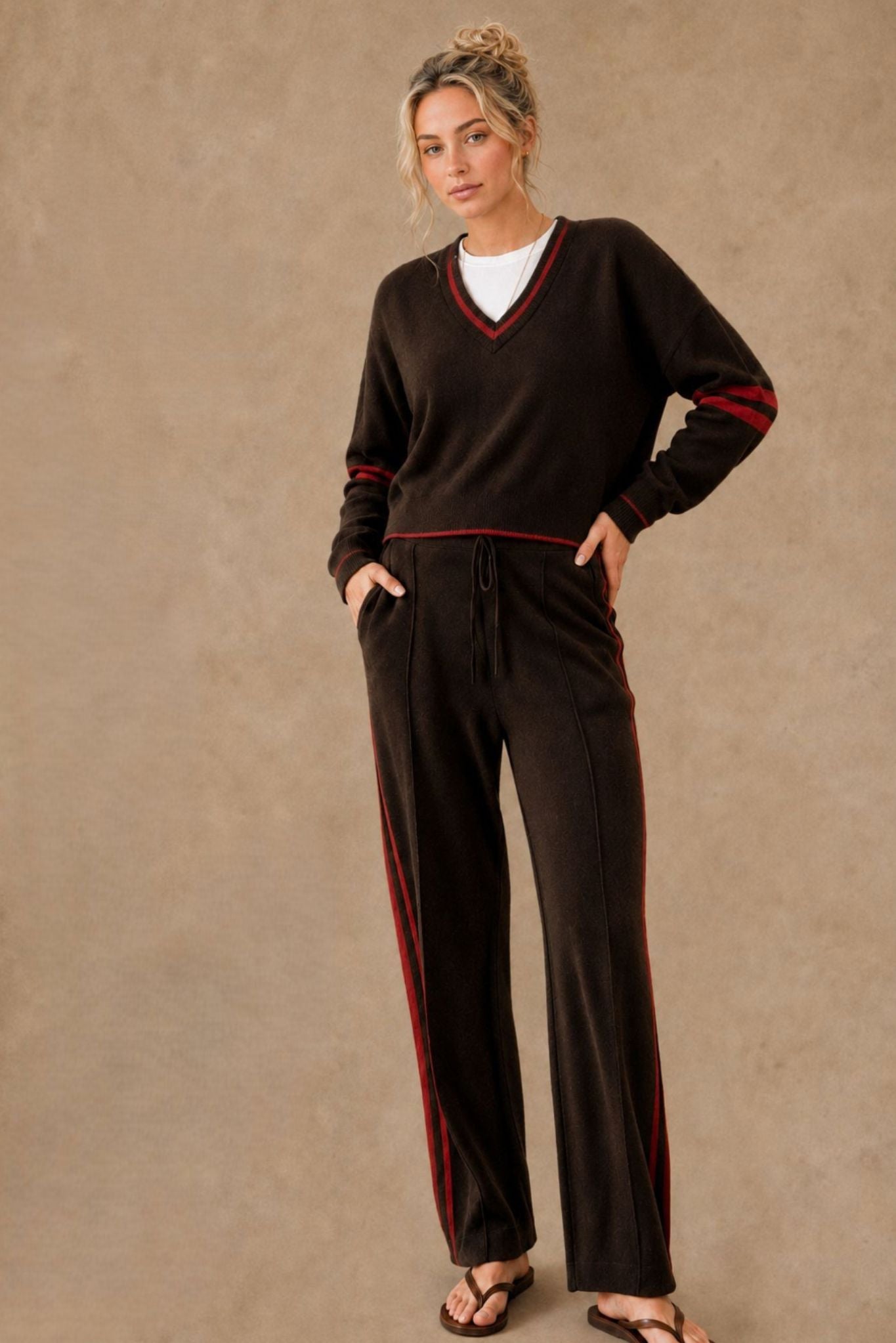 Ashley Cashmere Varsity V Neck