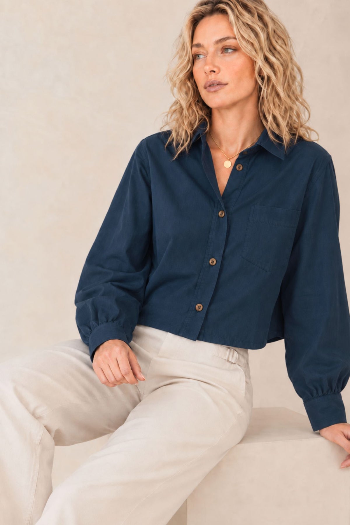 Ashlyn Cropped Boxy Cotton Shirt