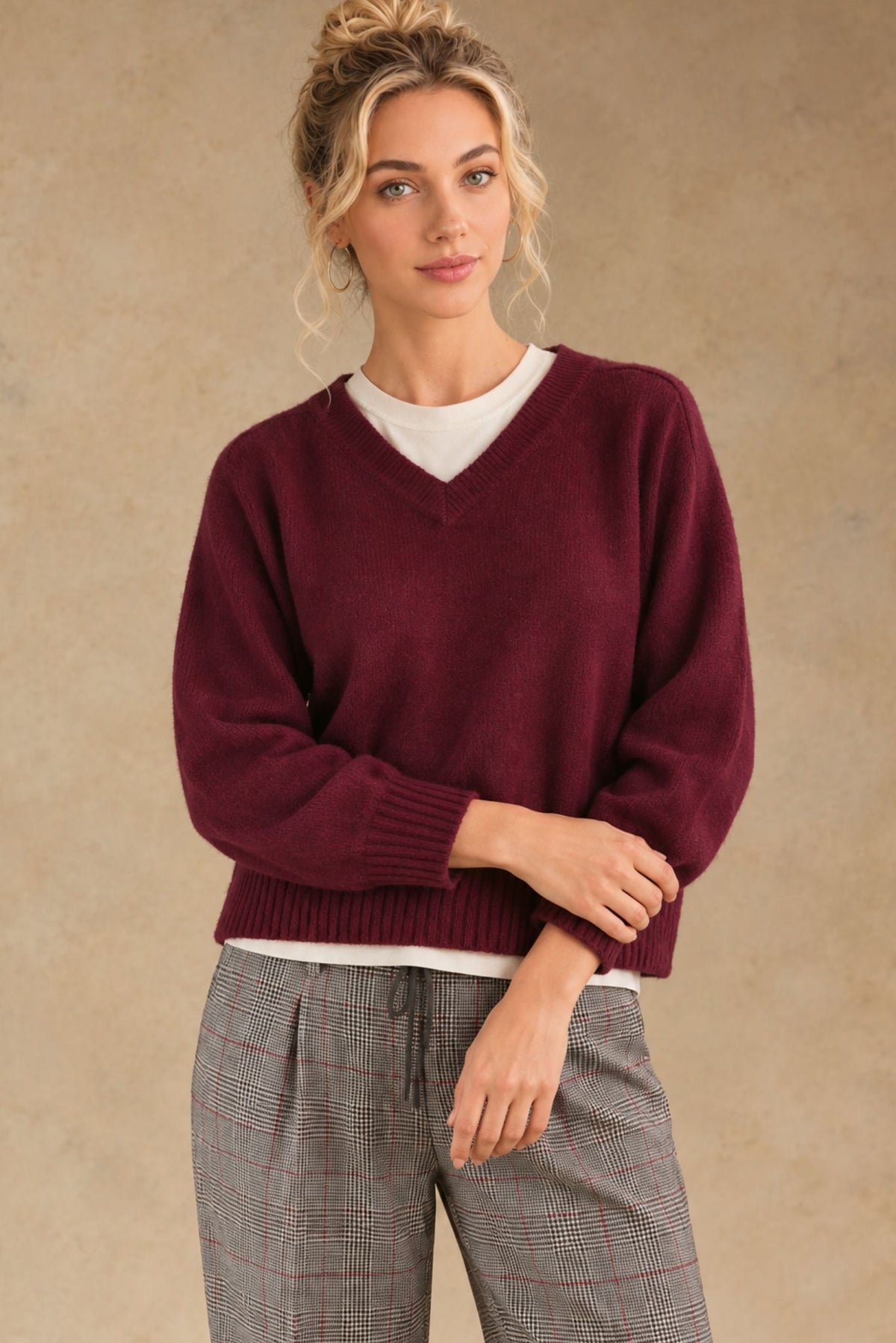 Crystal Women's Cashmere V Neck Pullover