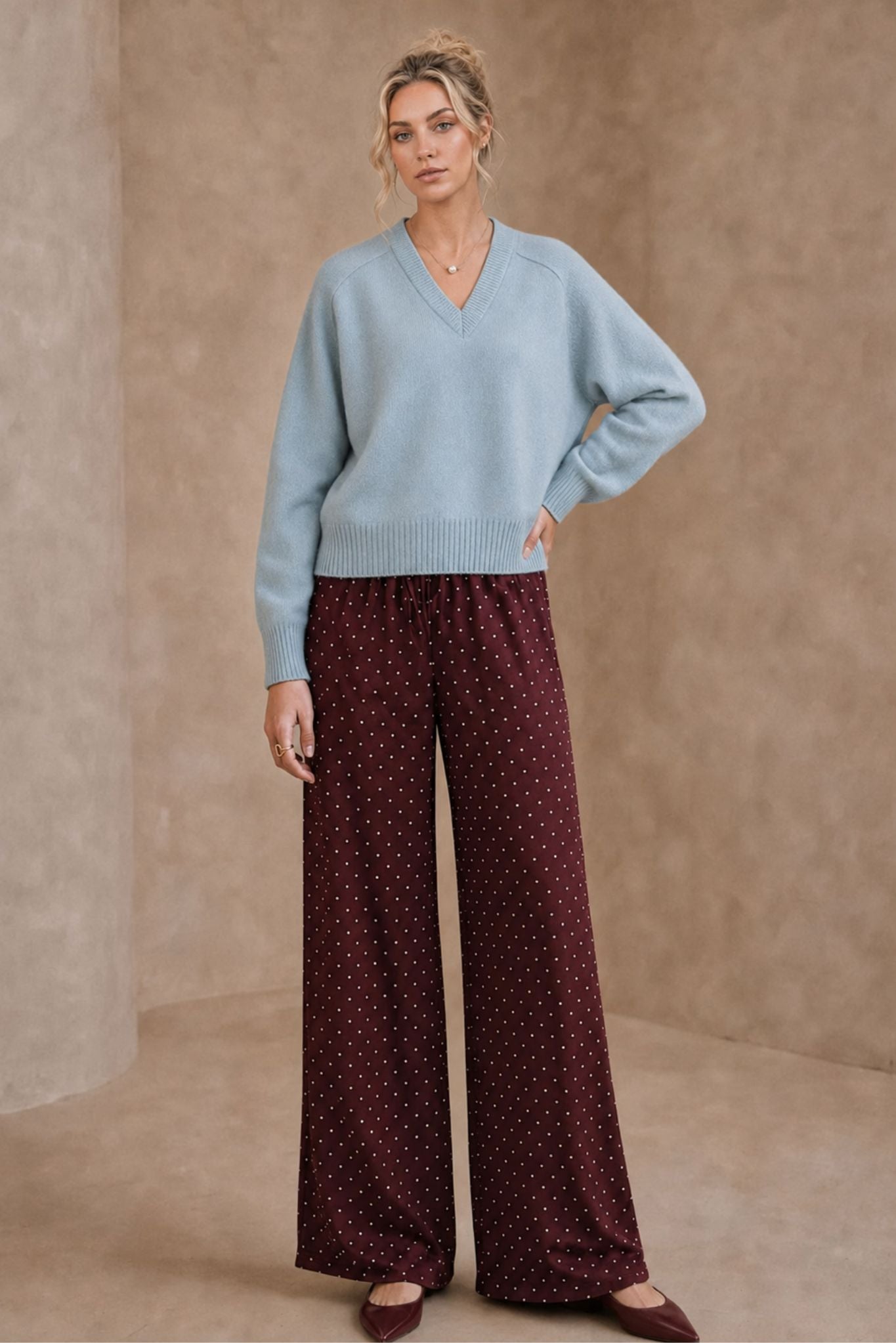 Crystal Women's Cashmere V Neck Pullover