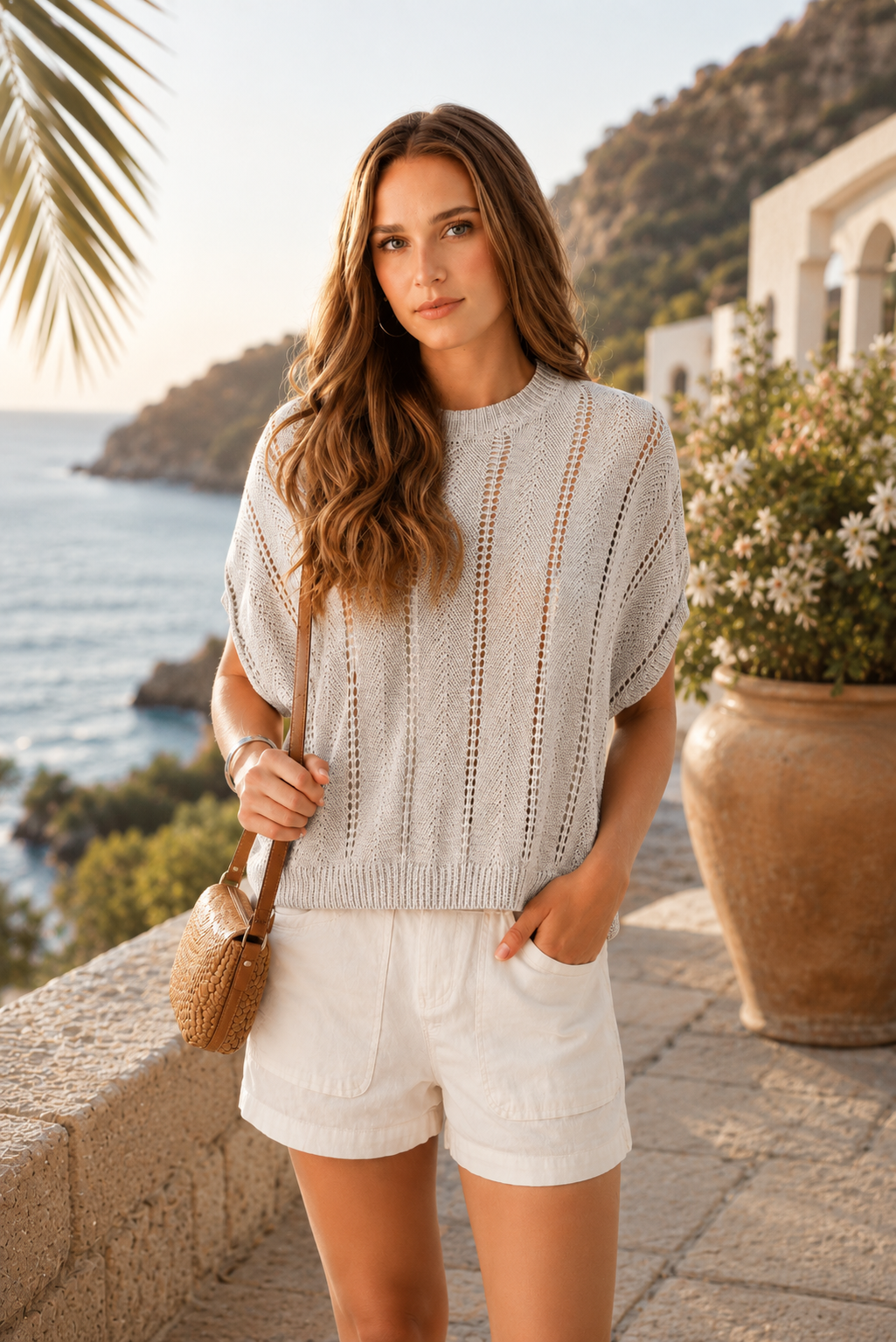 Astrid Sequin Openstitch Knit Vest
