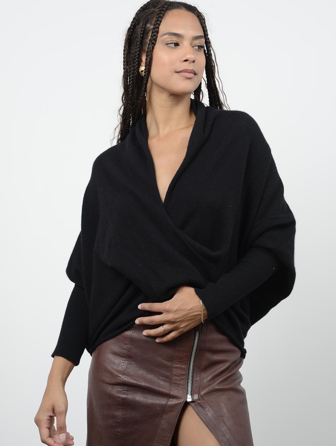 Kirra Drape Front Cashmere Pullover