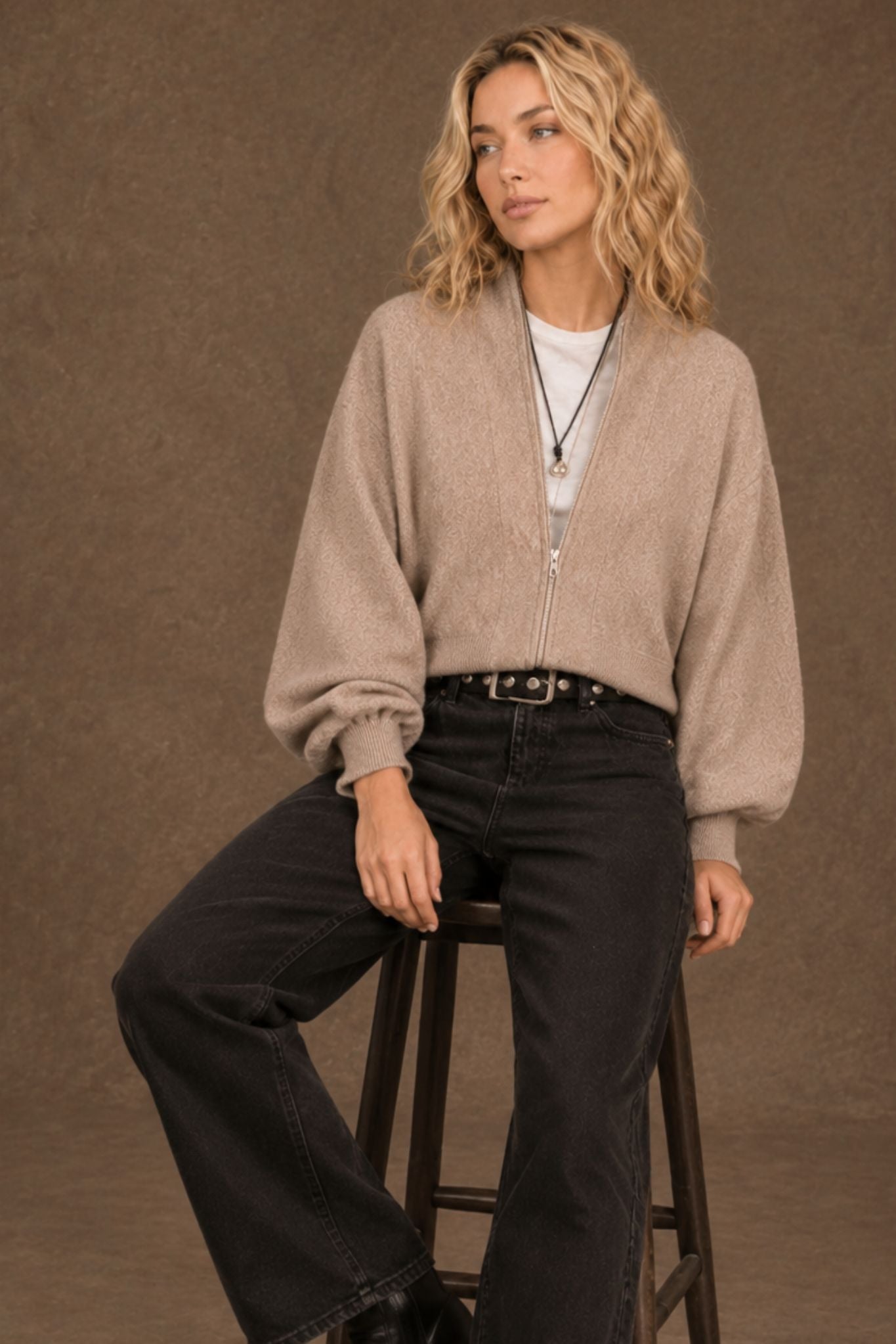 Gayle Cashmere Blend Zip Cardigan