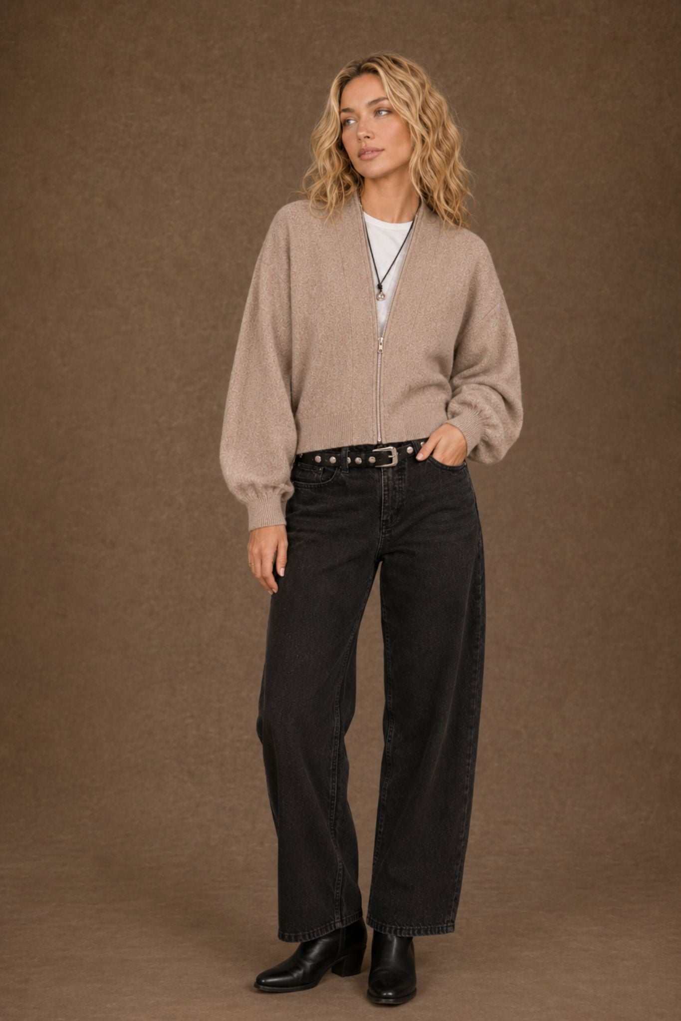Gayle Cashmere Blend Zip Cardigan