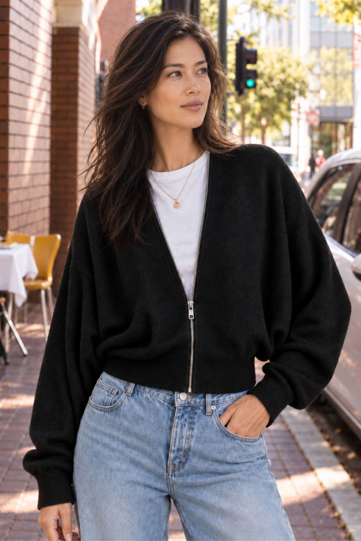 Gayle Cashmere Blend Zip Cardigan