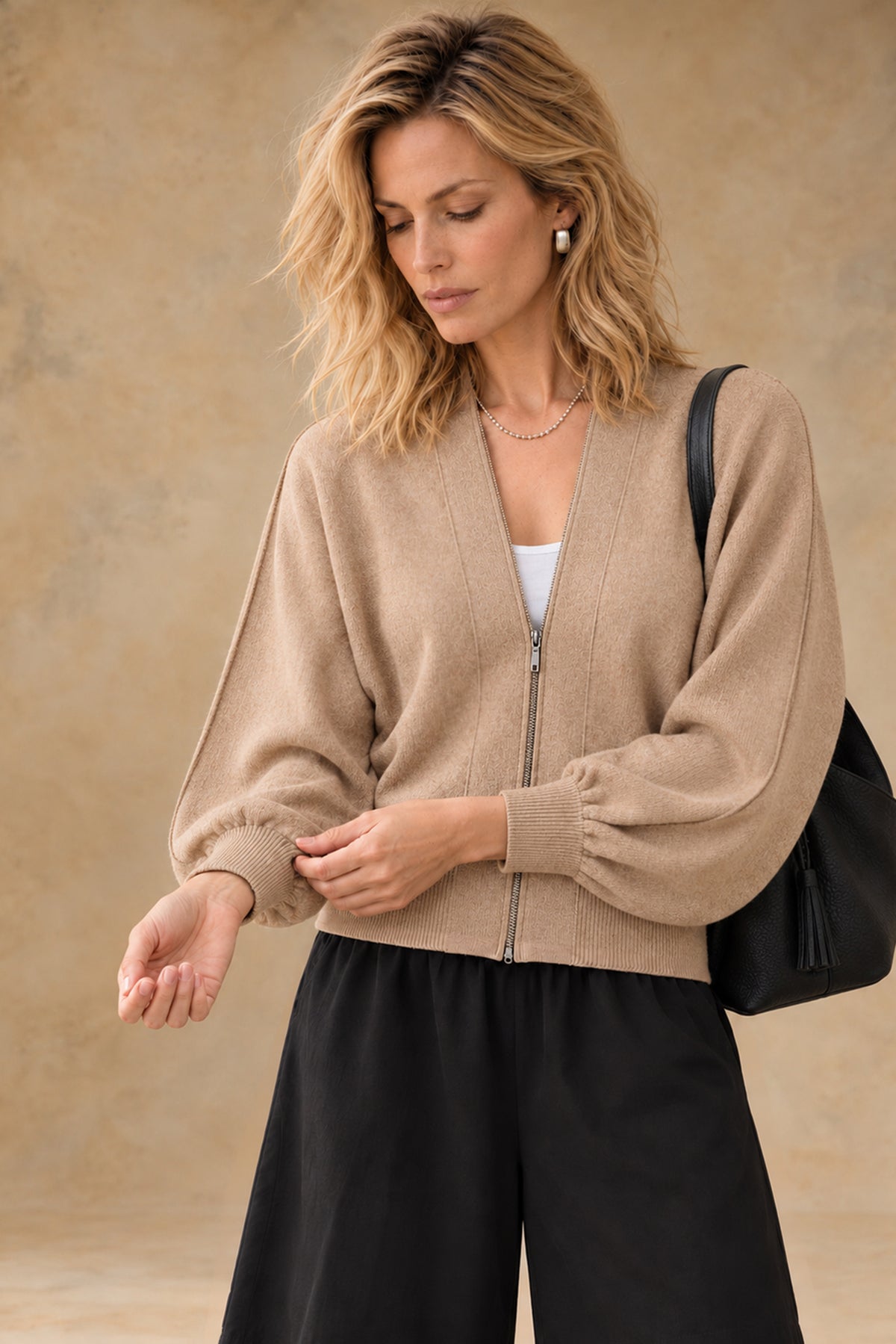 Gayle Cashmere Blend Zip Cardigan