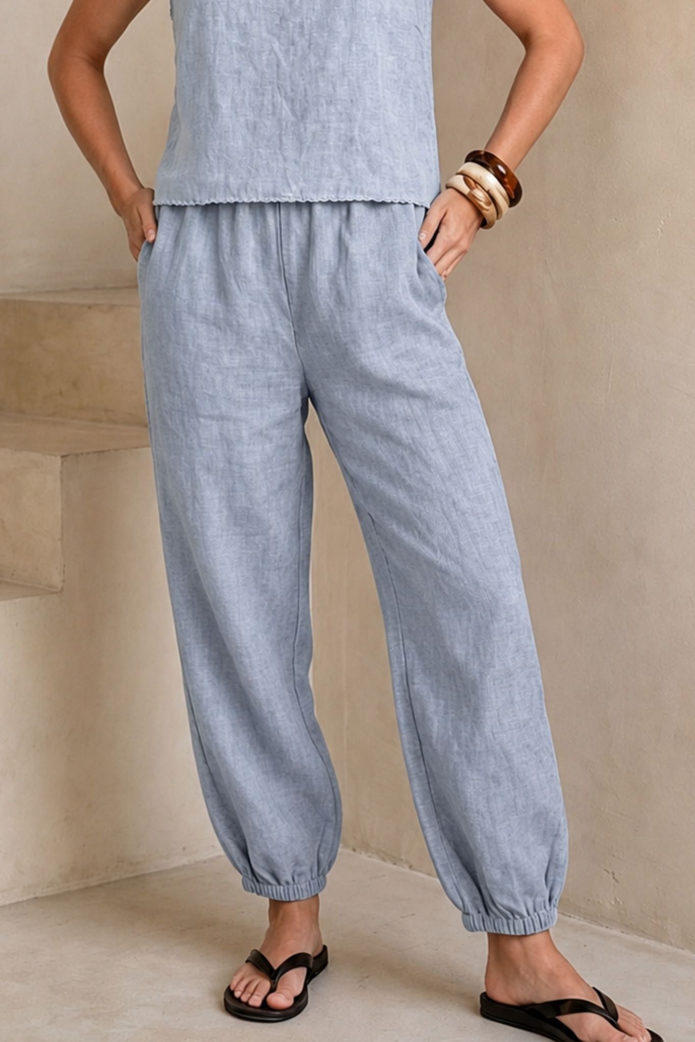 Irene Linen Cropped Jogger