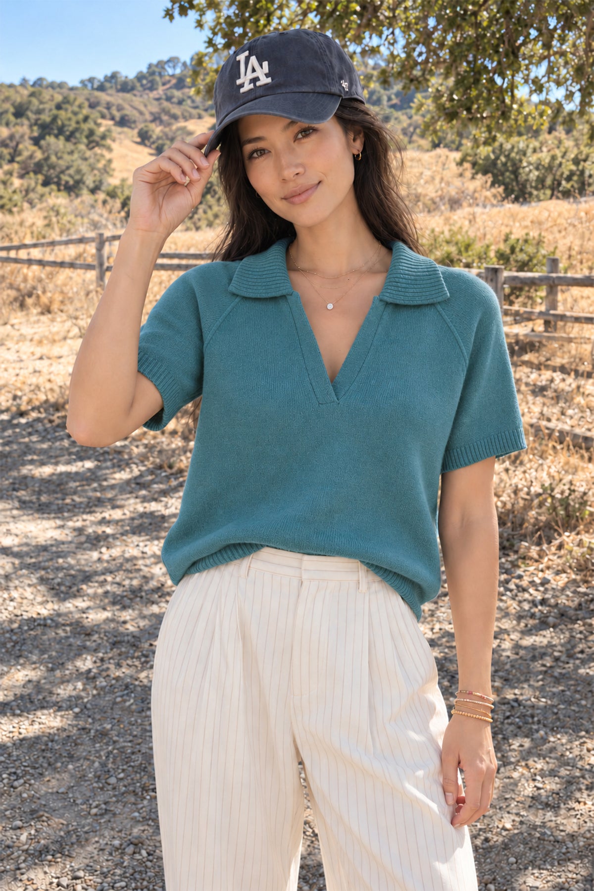 Jordana Cashmere Short Sleeve Polo