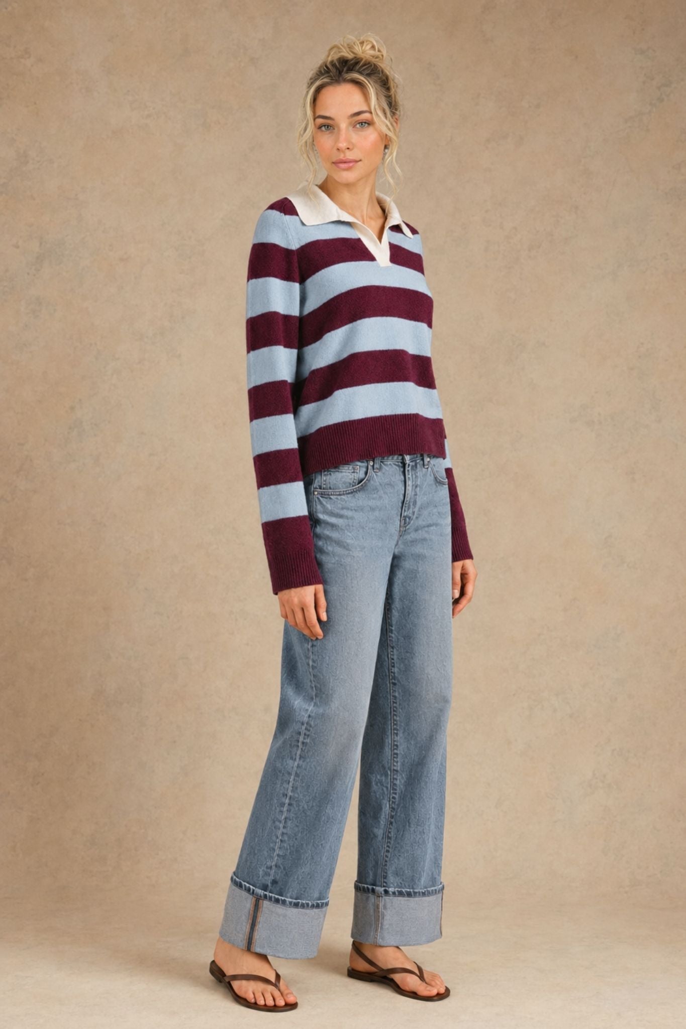 Maxine Cashmere Striped Polo