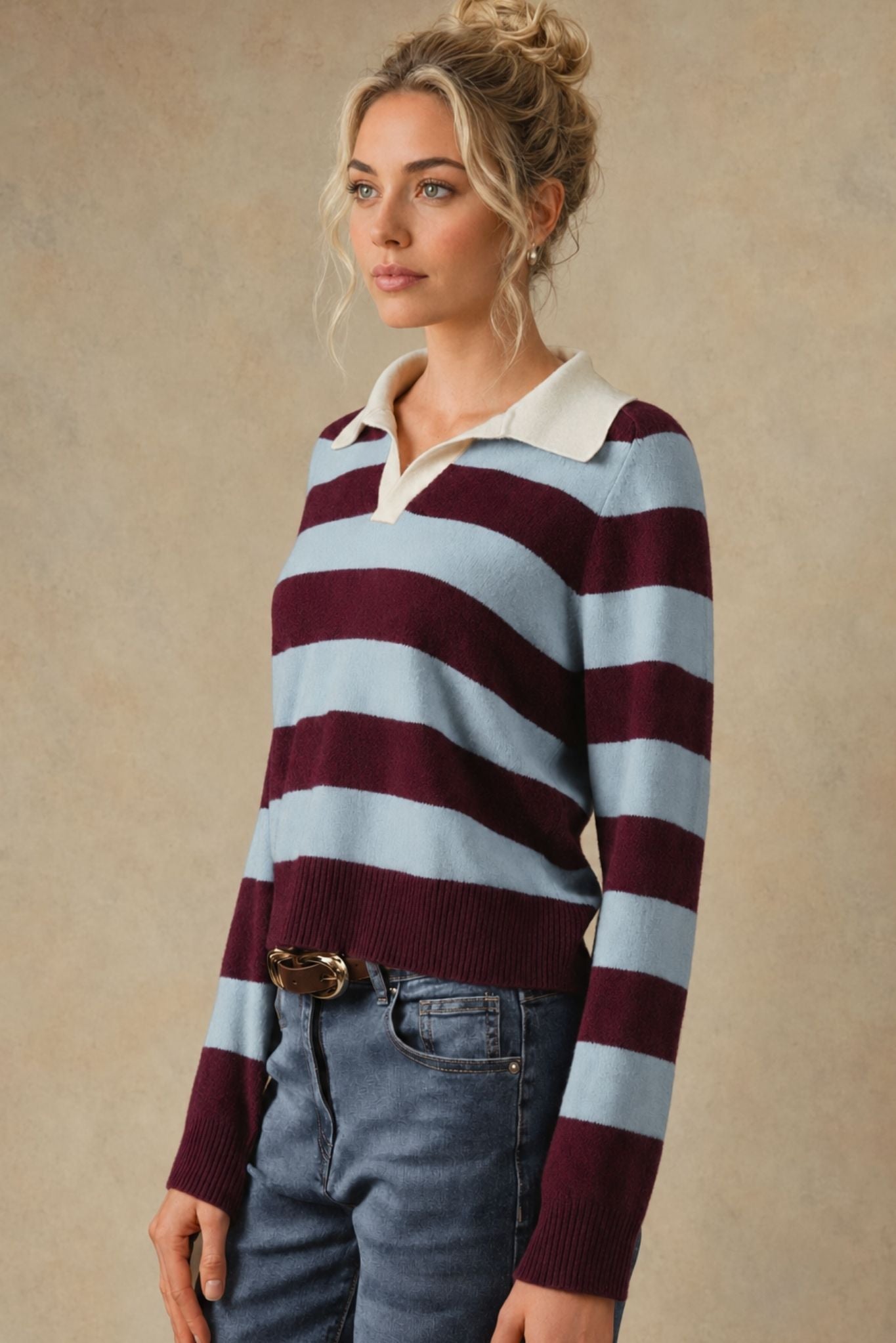 Maxine Cashmere Striped Polo