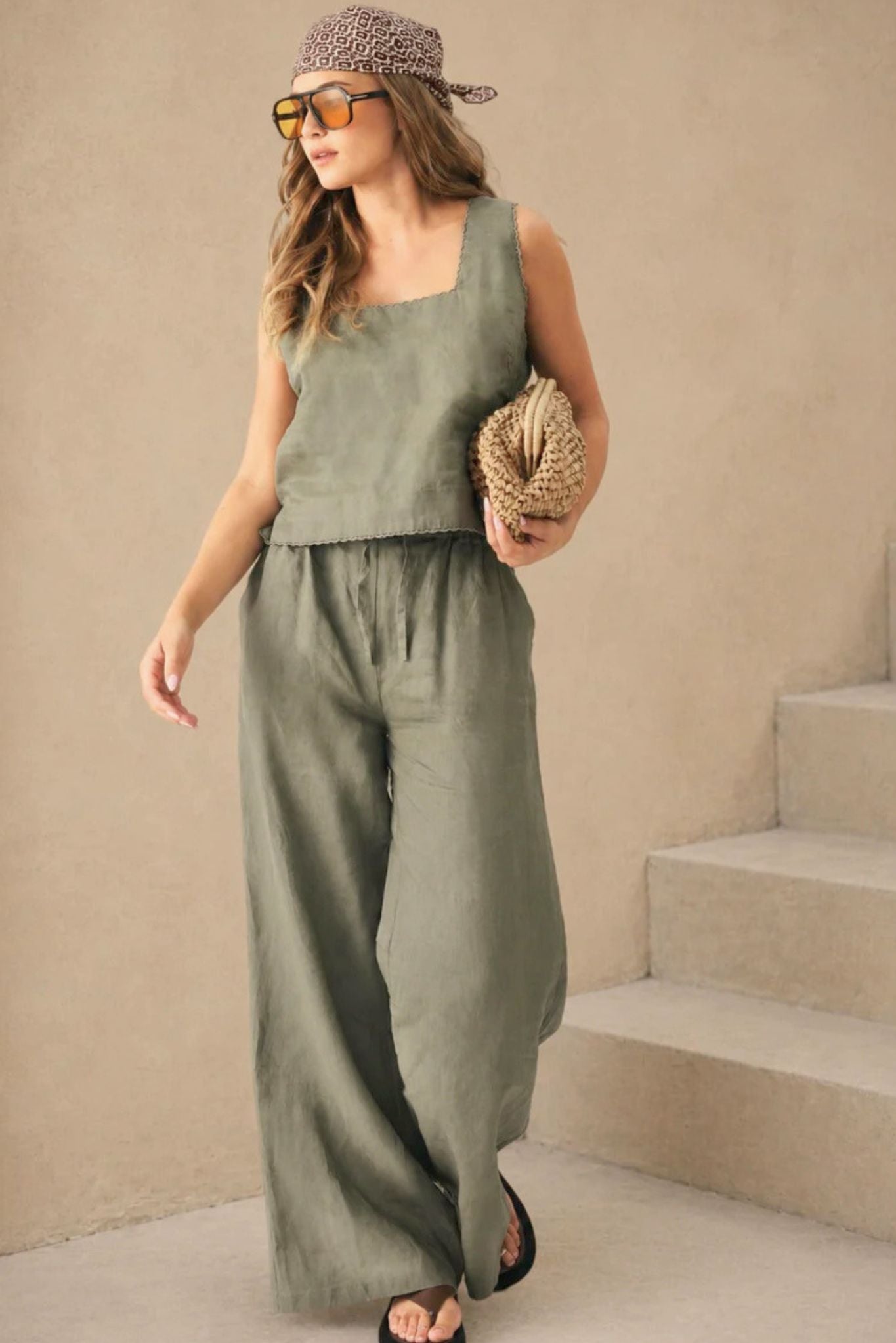 Piper + Ravello Wide Leg Pant Linen Set