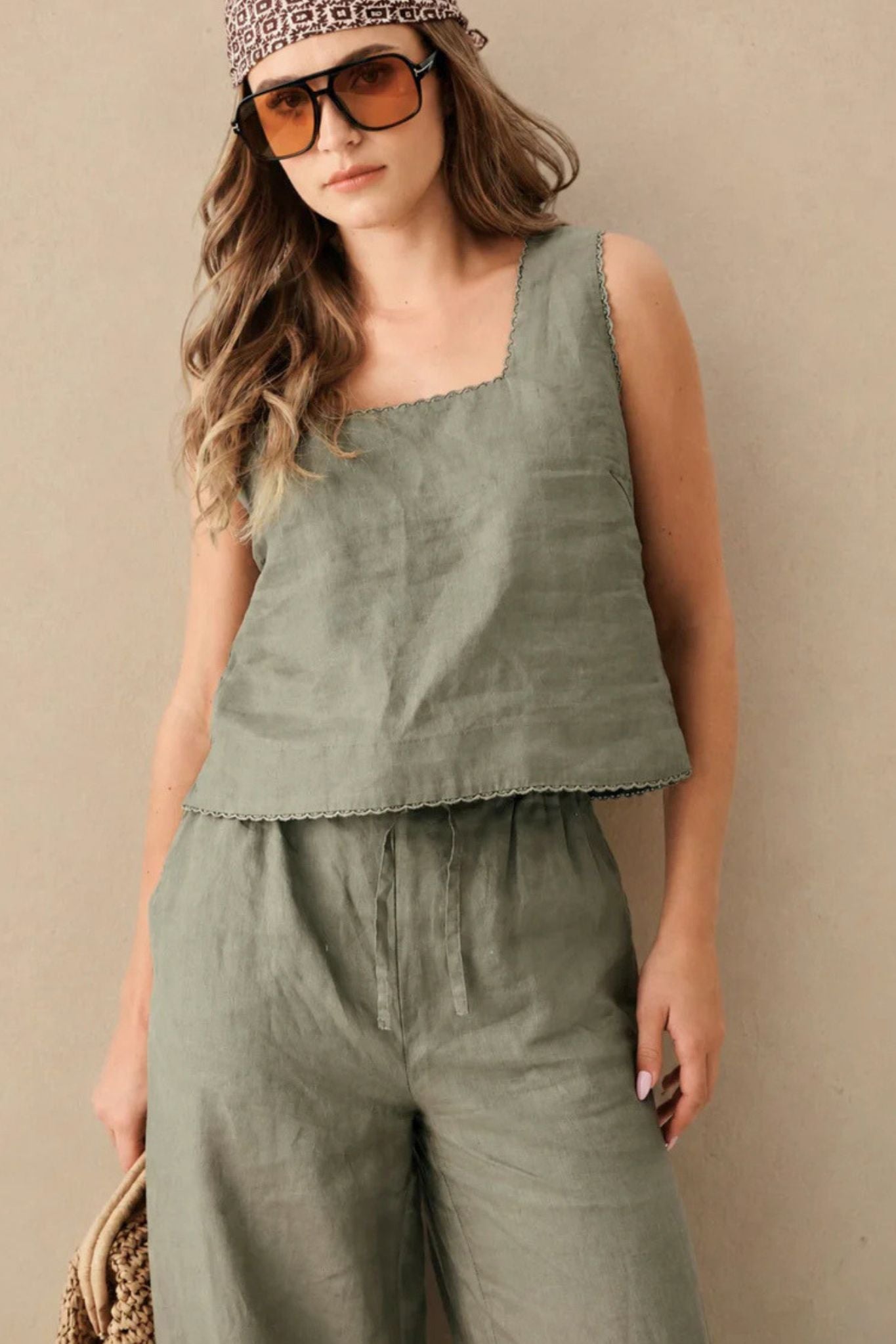 Piper + Ravello Wide Leg Pant Linen Set