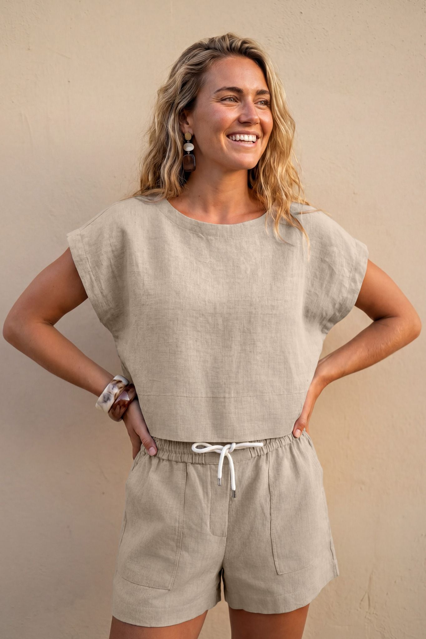 SERRA + ISCHIA SHORT LINEN SET