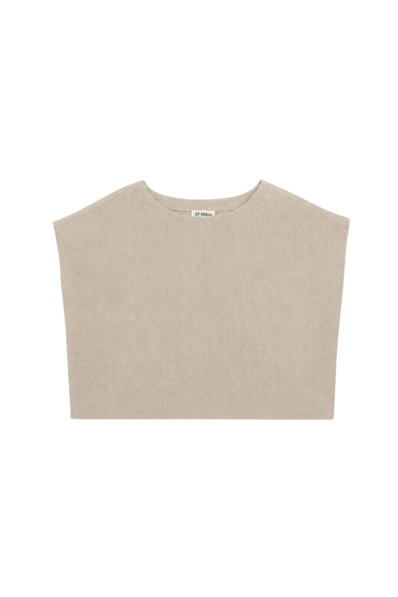 Serra Linen Boat Neck Cropped Top