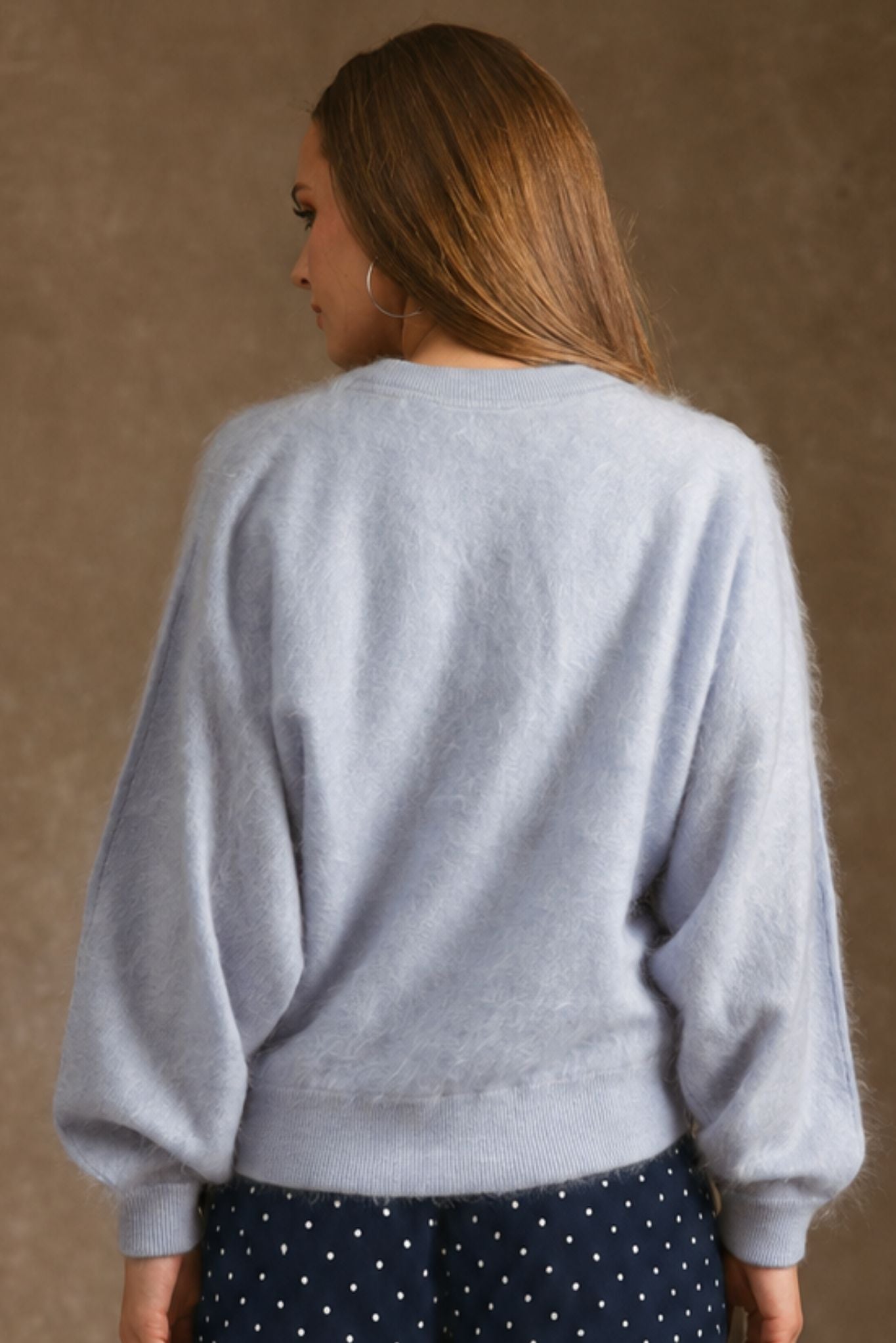 Sue Fuzzy Cashmere V Neck Pullover