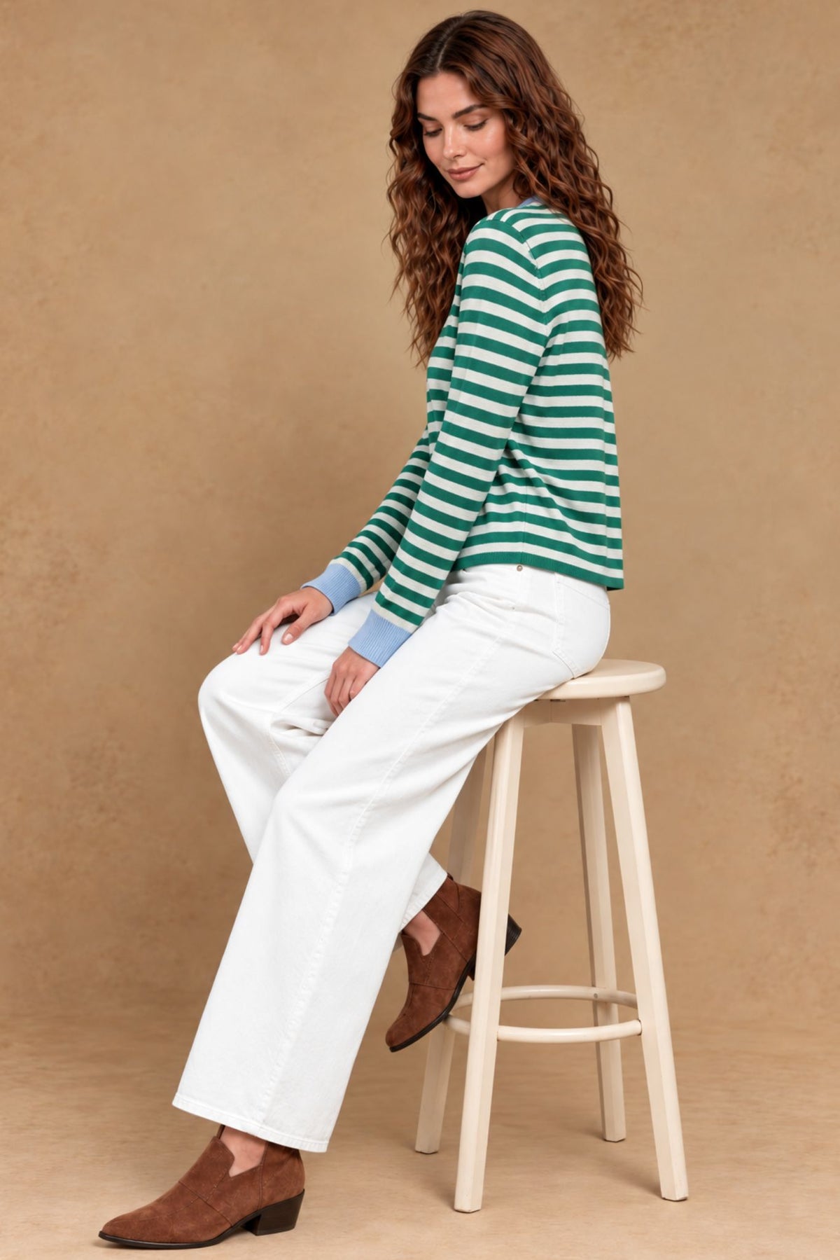Suzette Cashmere Striped Crew