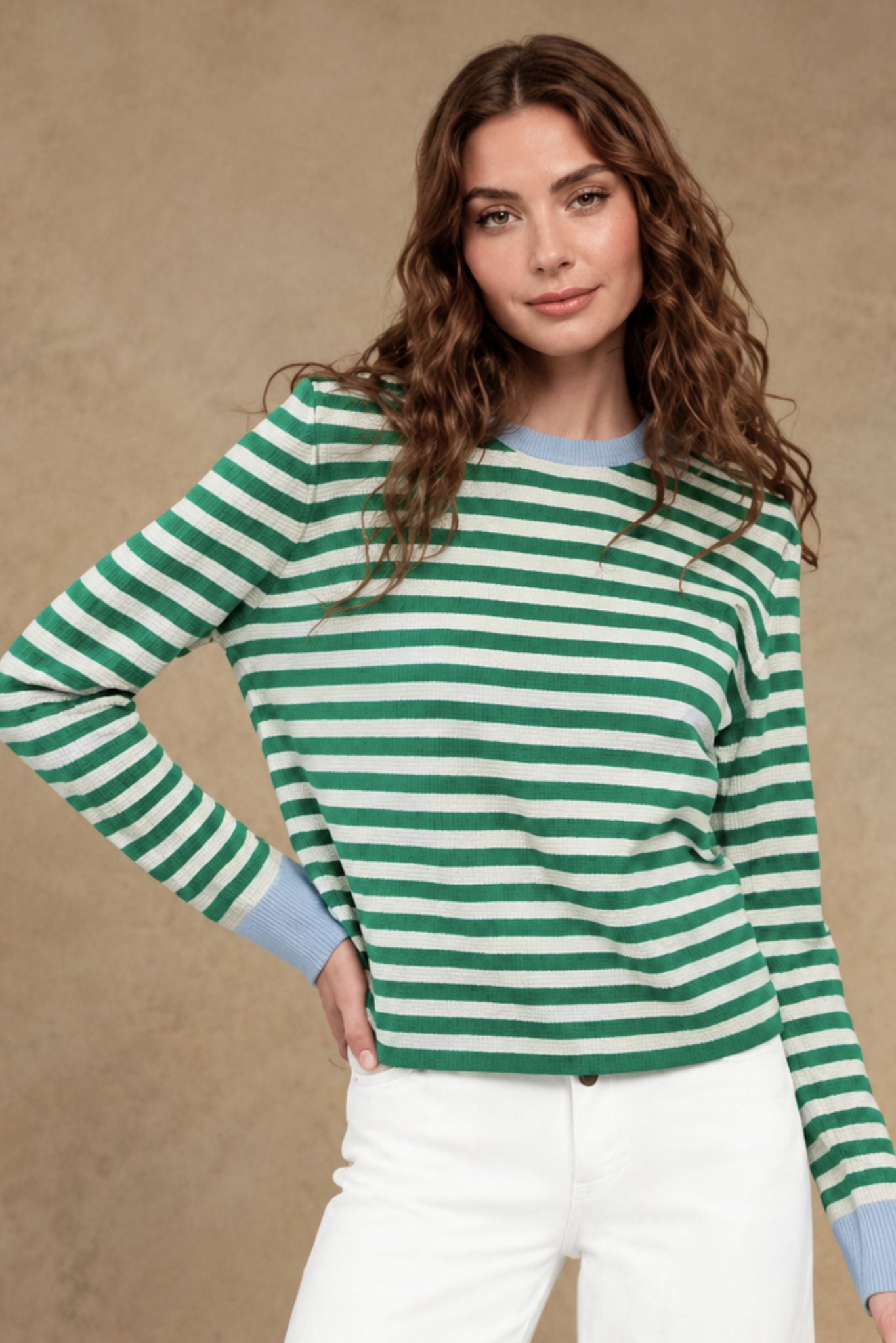 Suzette Cashmere Striped Crew
