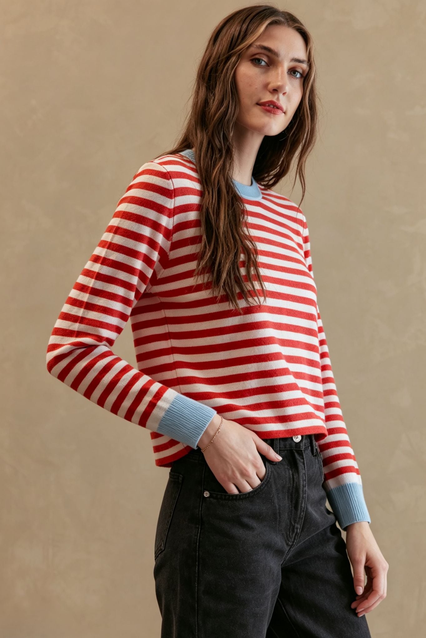 Suzette Cashmere Striped Crew