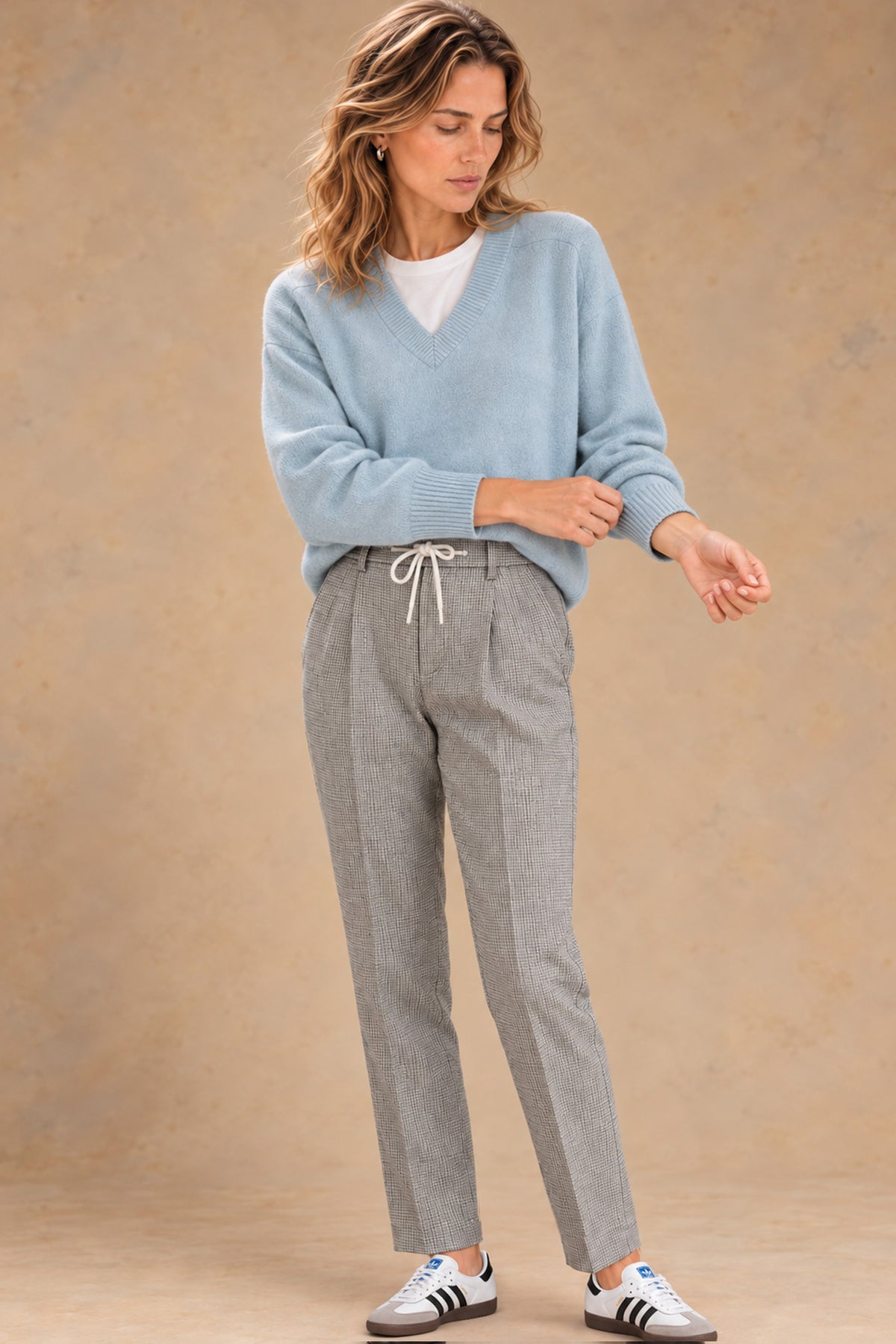 TIPI-V-12957 Vallorani Tipi Women's Tapered Plaid Pant