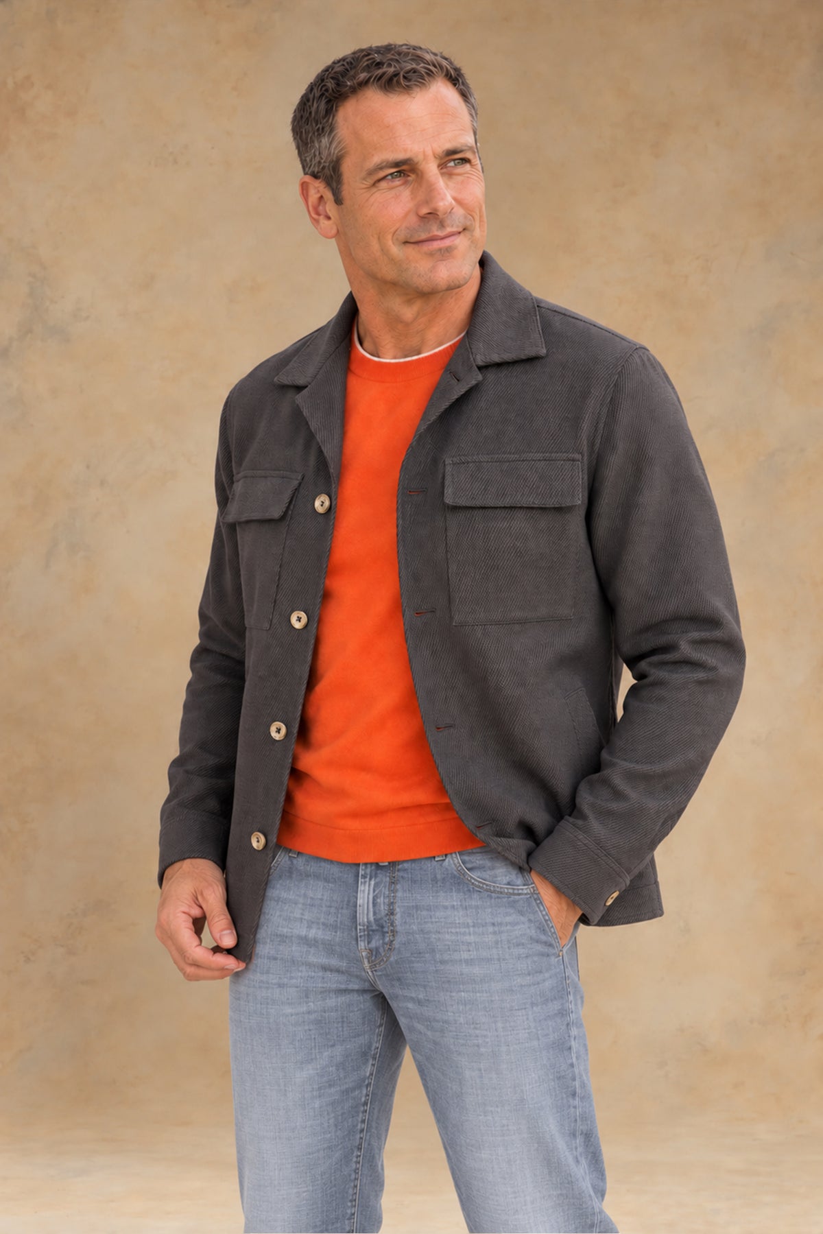 Aspen 10660 Vallorani Men's Wool overshirt Brown