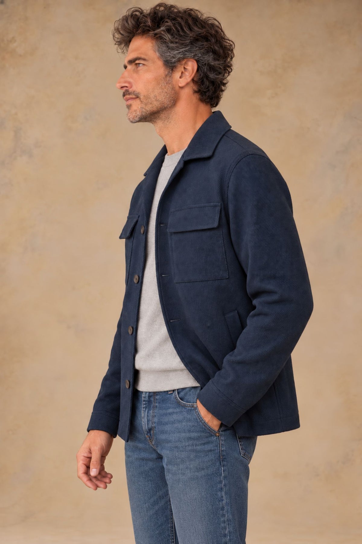 Aspen 12179 Vallorani Men's Wool overshirt Blue