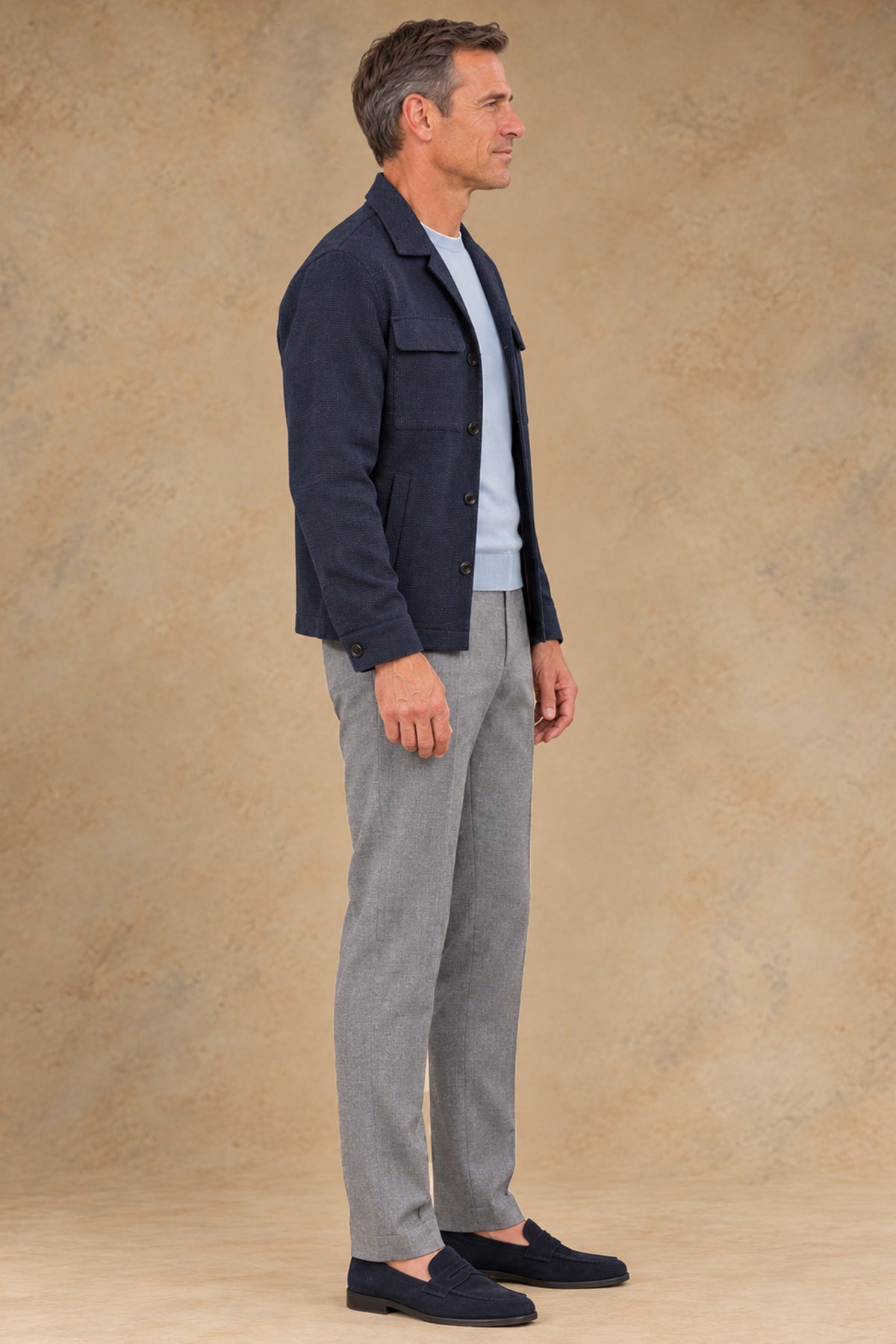 Aspen 12972 Vallorani Cashmere Blend Overshirt Blue