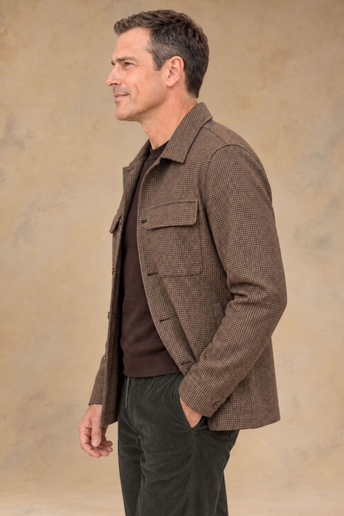 Aspen 3137 Vallorani Men's Wool Overshirt Brown Hounds