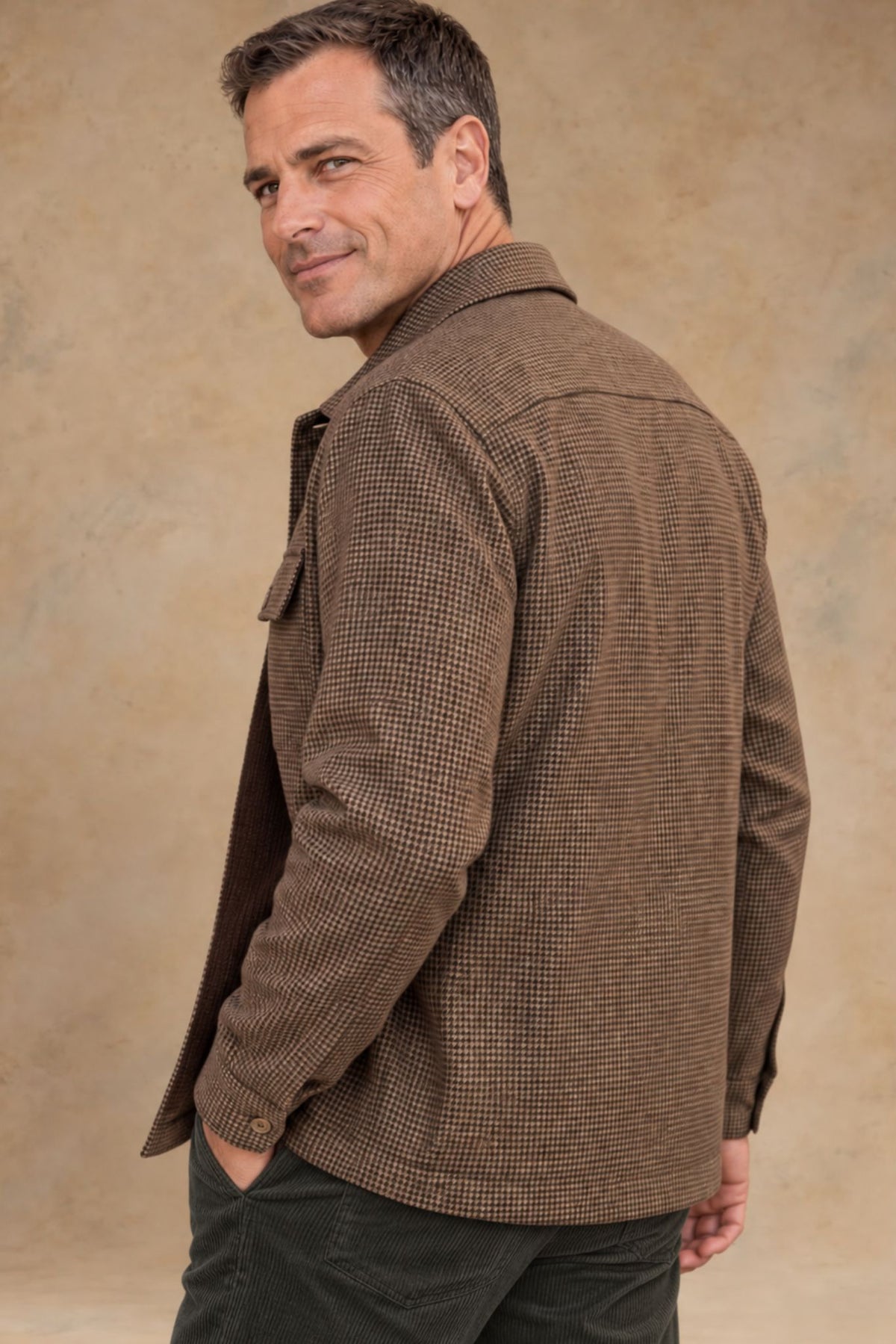 Aspen 3137 Vallorani Men's Wool Overshirt Brown Hounds