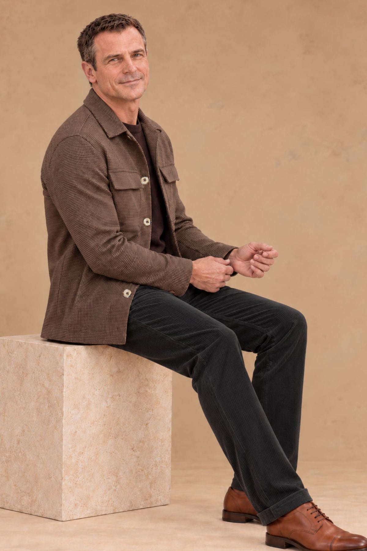 Aspen 3137 Vallorani Men's Wool Overshirt Brown Hounds