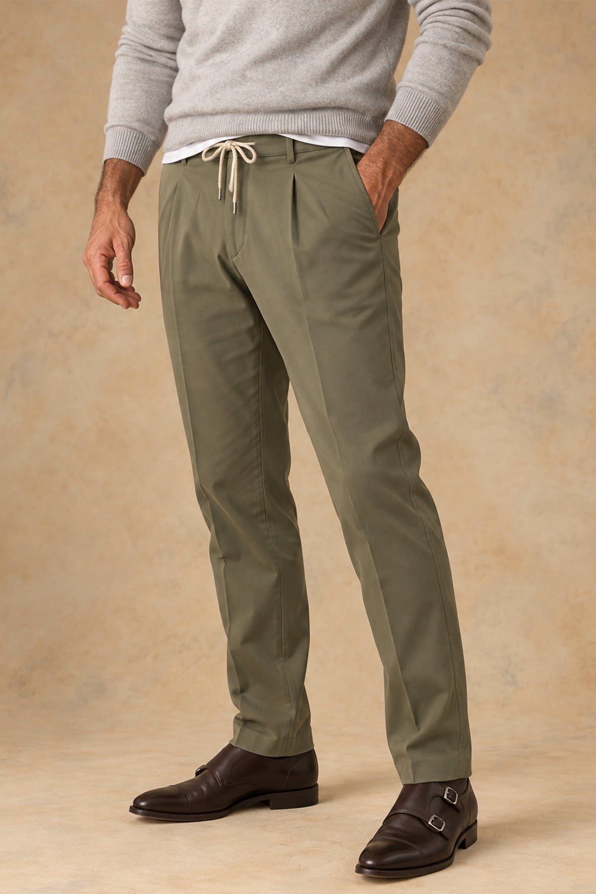 New Alfred 2579 Men's Cotton Single Pleat Tapered Fit Pant