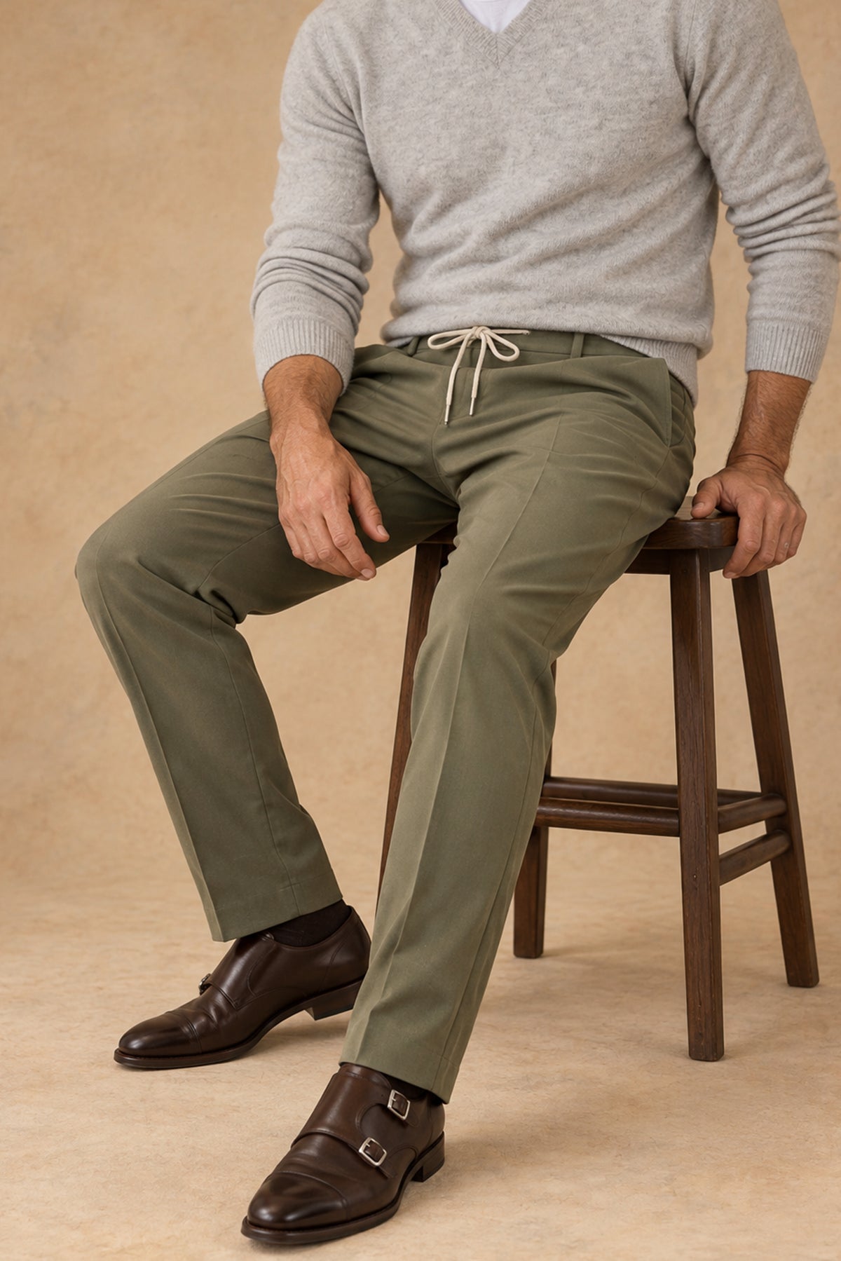 New Alfred 2579 Men's Cotton Single Pleat Tapered Fit Pant