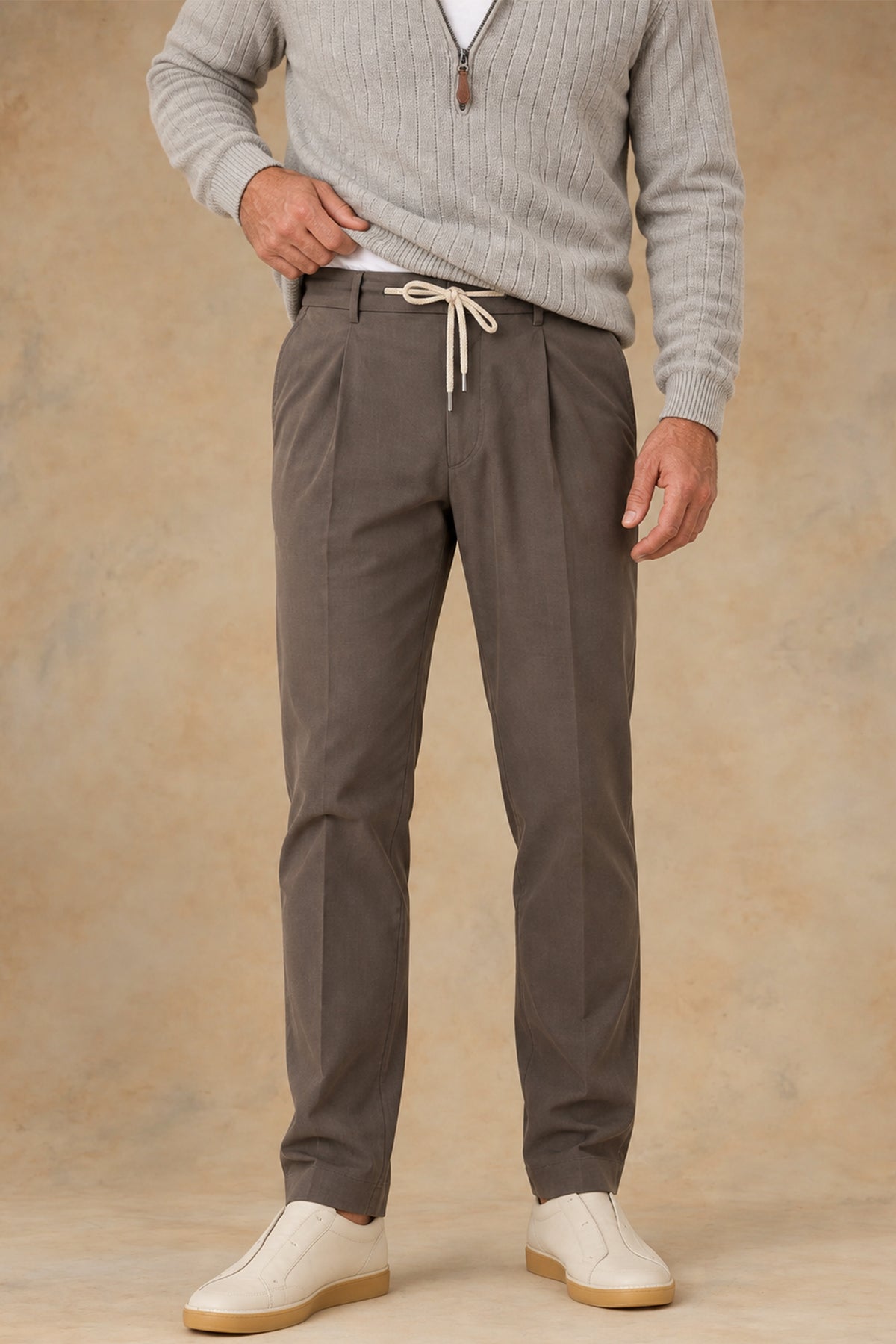New Alfred 3123 Men's Cotton Single Pleat Tapered Fit Pant