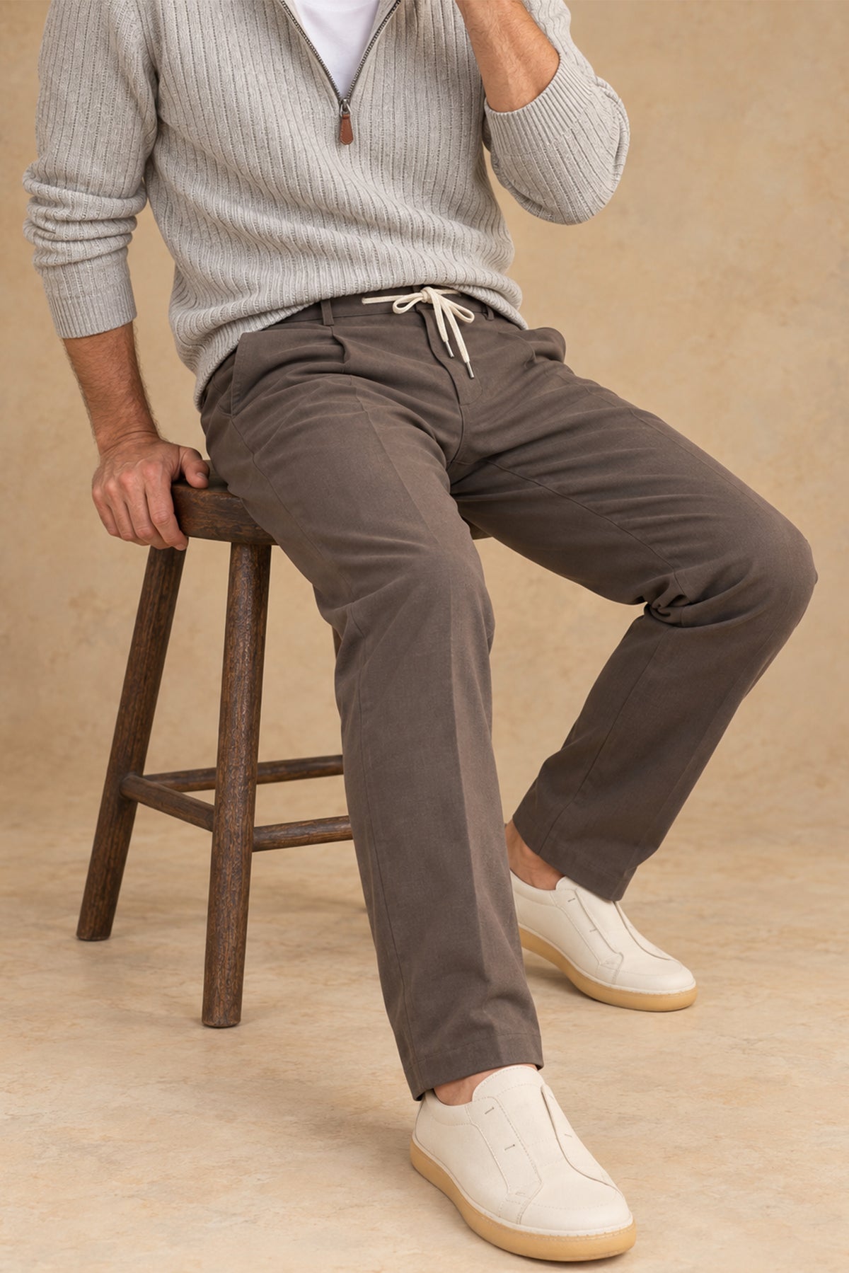 New Alfred 3123 Men's Cotton Single Pleat Tapered Fit Pant