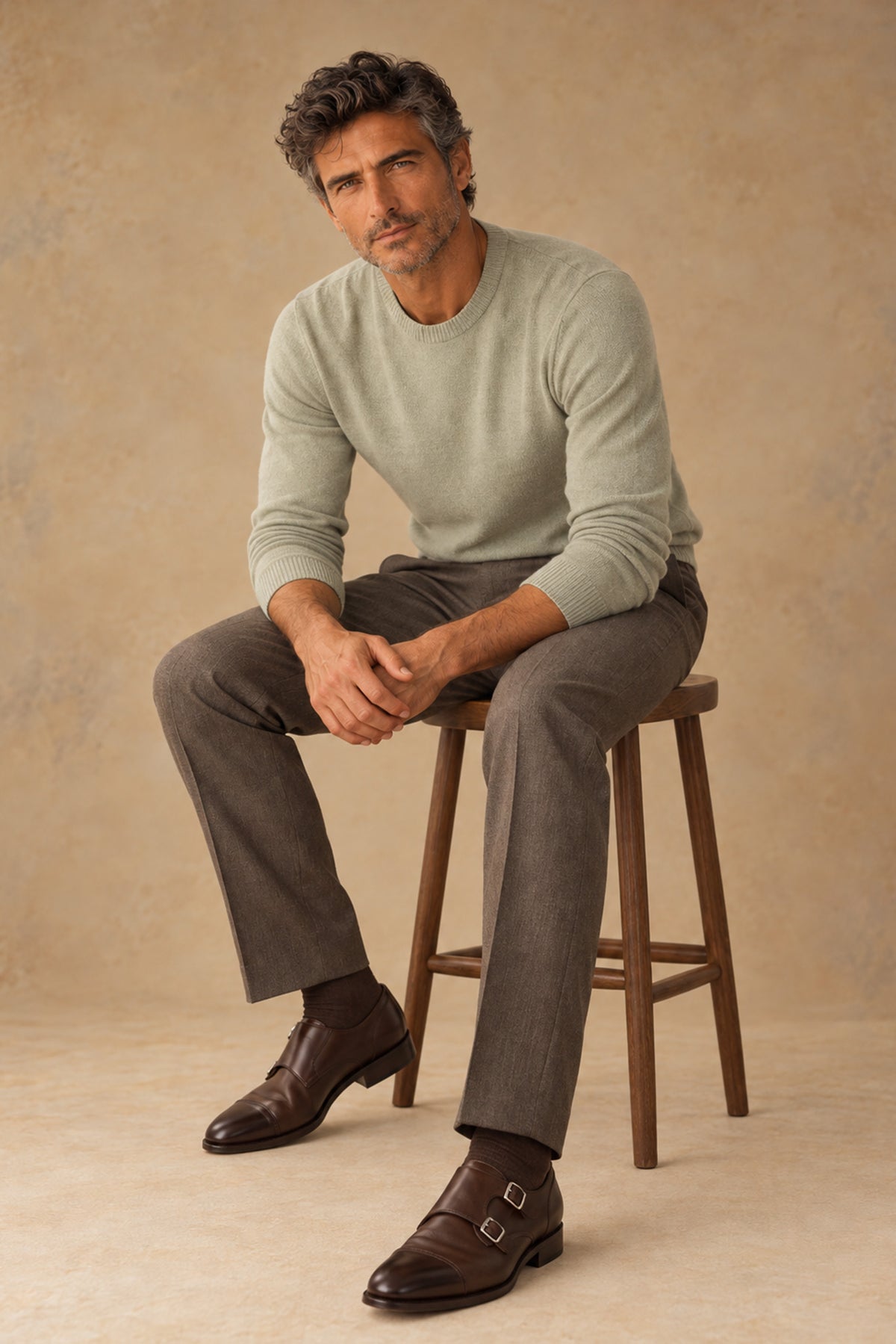Otto 12924 Men's Wool Flat Front Slightly Tapered Leg Pant