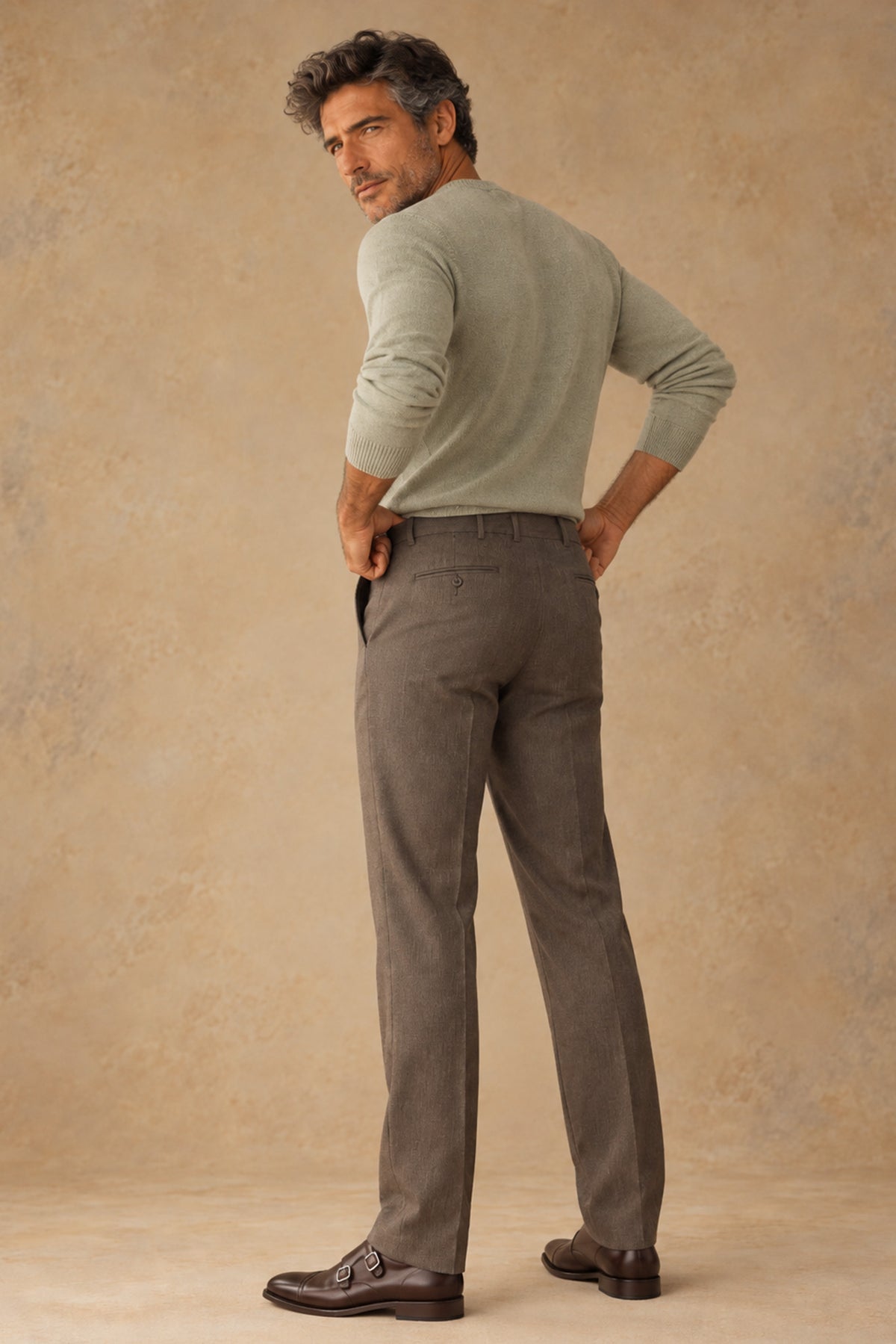 Otto 12924 Men's Wool Flat Front Slightly Tapered Leg Pant