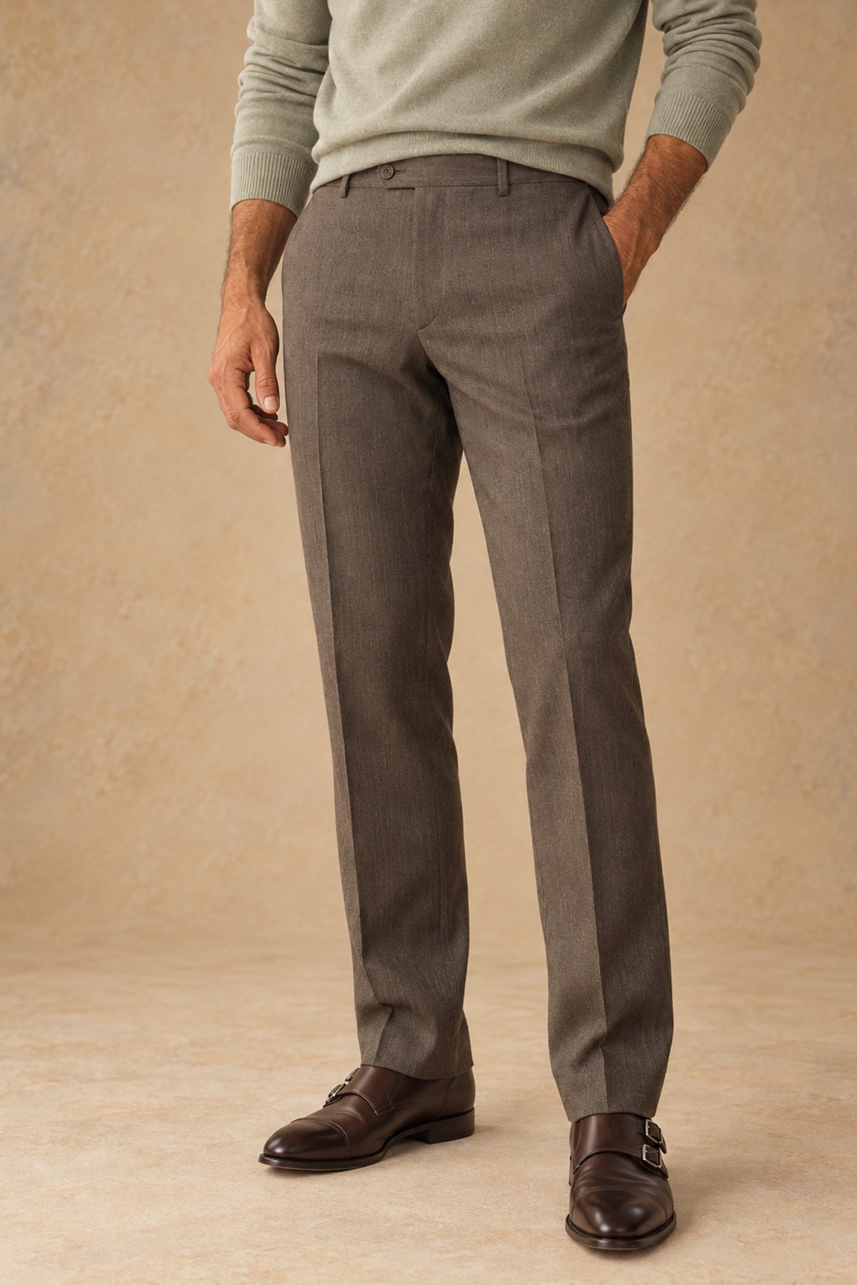 Otto 12924 Men's Wool Flat Front Slightly Tapered Leg Pant