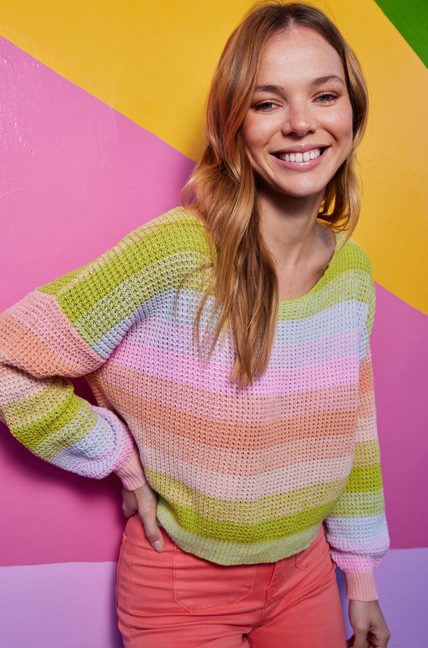 Cinzia Women's Cotton Multi Color Stripe Top