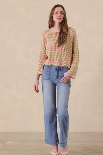 Casey Multi Color Open Stitch Pullover