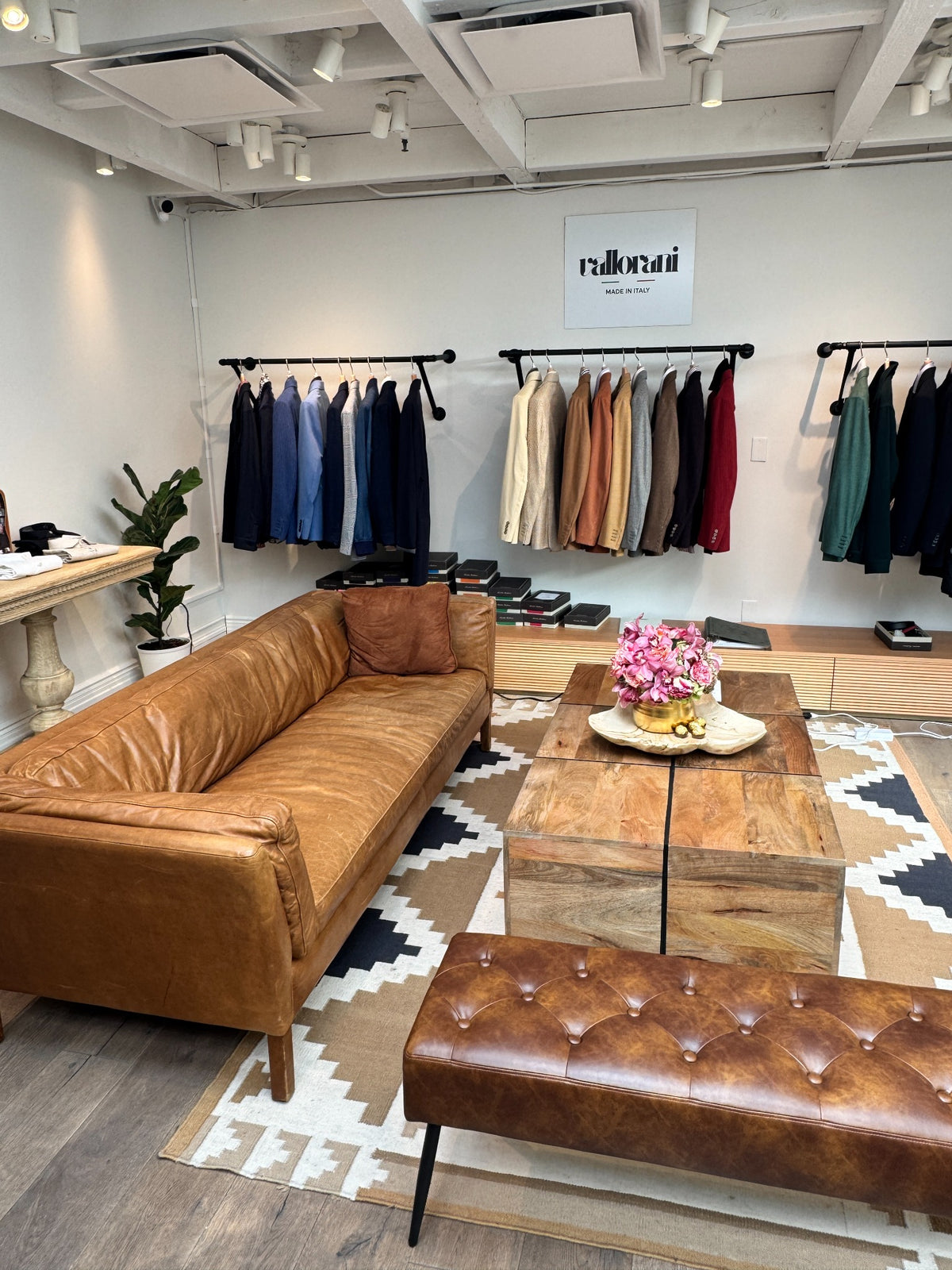 The Vallorani tailoring lounge inside 27 Miles Malibu in Palo Alto